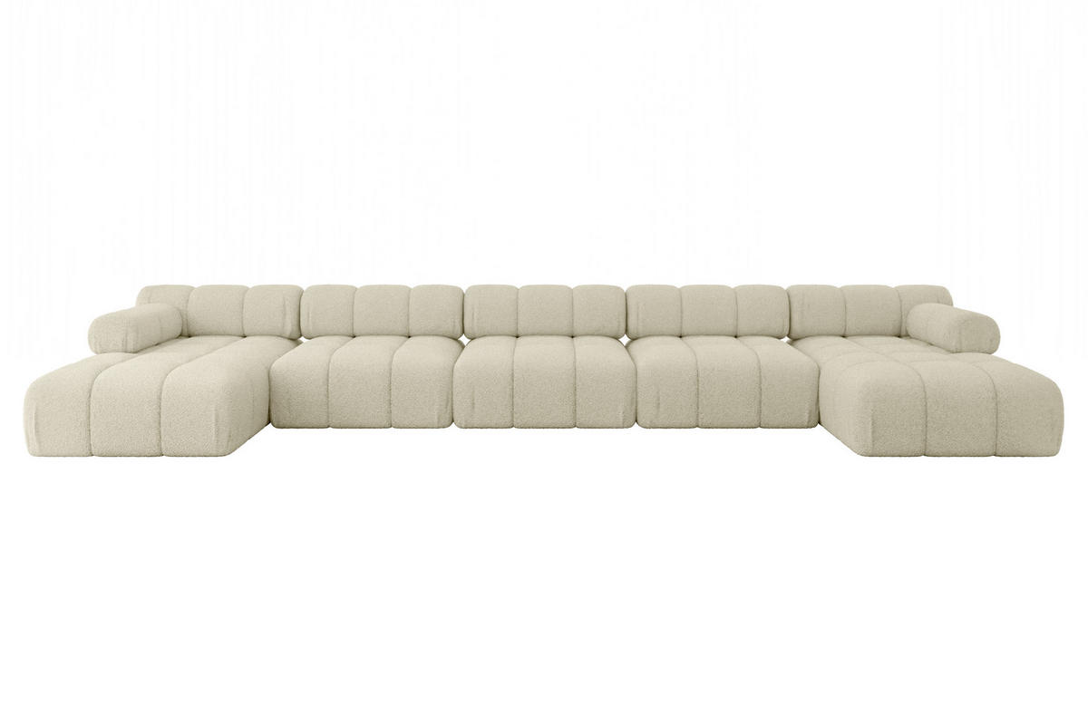 WOHNLANDSCHAFT modulares Sofa Tesso-U3 - 475x160x70 cm Beige Bouclé - Beige, Holzwerkstoff/Textil (475/70/160cm) - ALTDECOR