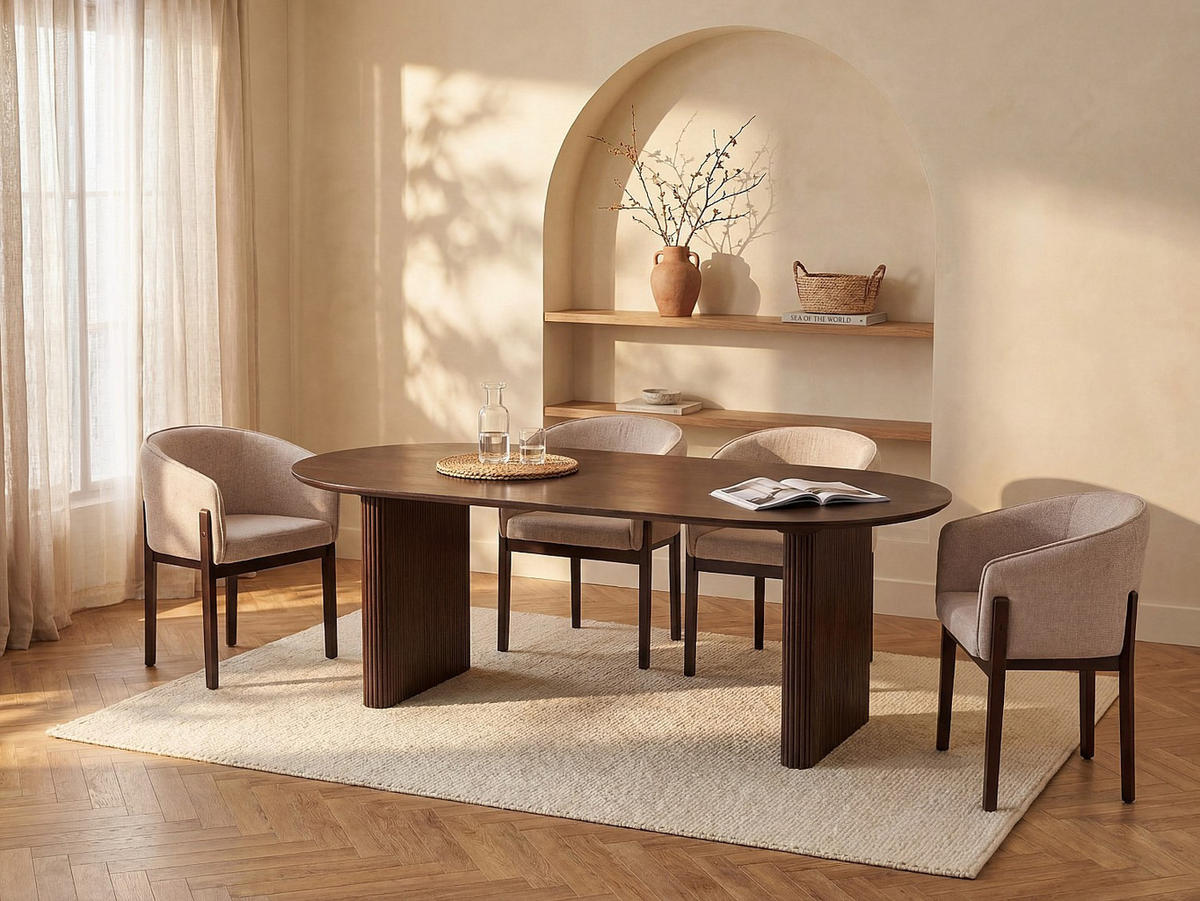 ESSTISCH - 8 Personen - holz - naturfarben dunkel Nevili - Naturfarben, Mangoholz/Holz (100/200/75cm) - Vente-Unique