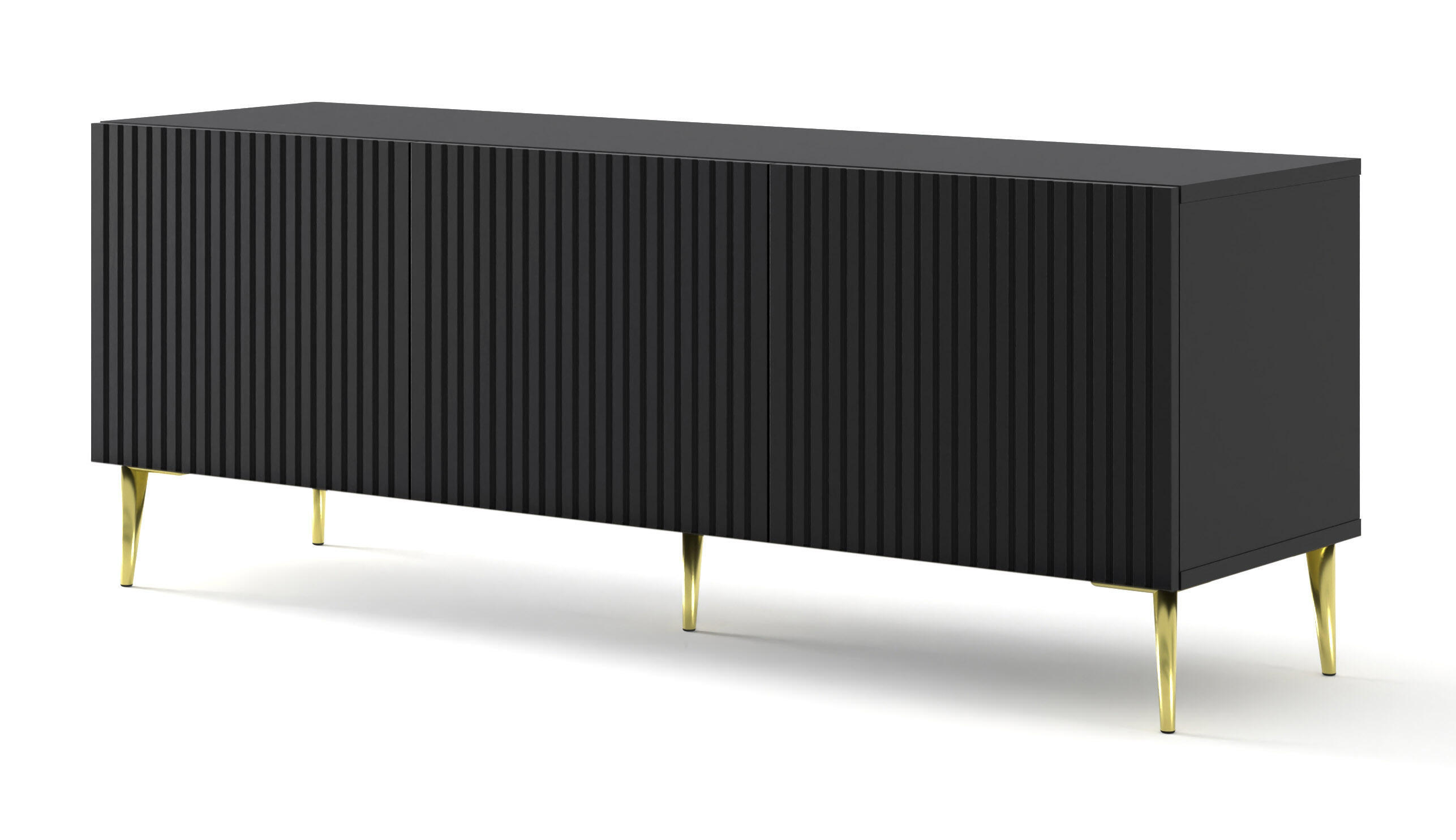 Furnlux Tv-Lowboard Schwarz, Gold 150x56x42 cm