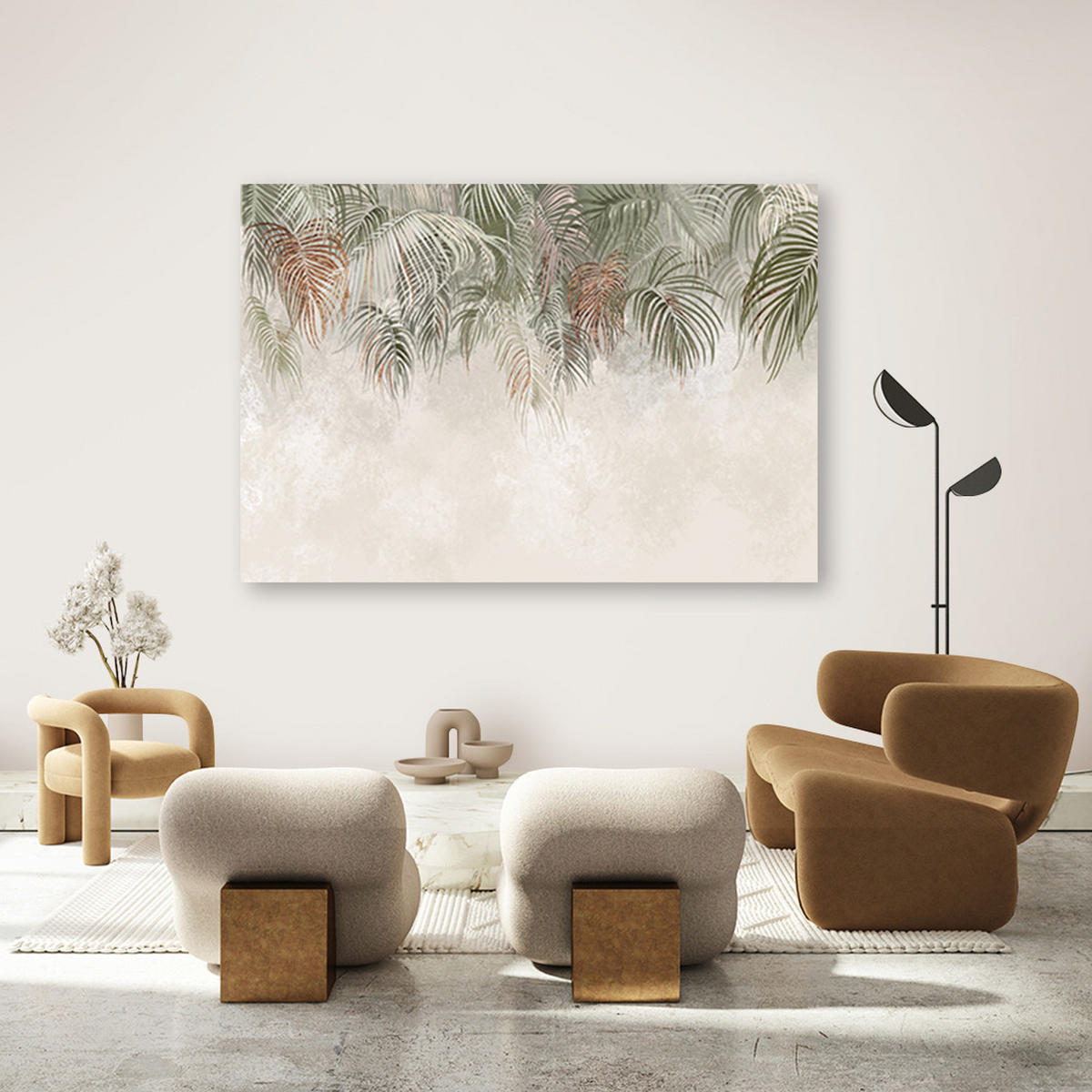 WANDBILD palmenblätter - Beige, Textil (60/40cm) - Feeby