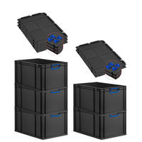 EUROBOX 5x NextGen Color mit Auflagedeckel 32x40x60 cm 65 Liter Schwarz Griffe blau zu - Blau/Schwarz, Kunststoff (40/32/60cm) - PROREGAL