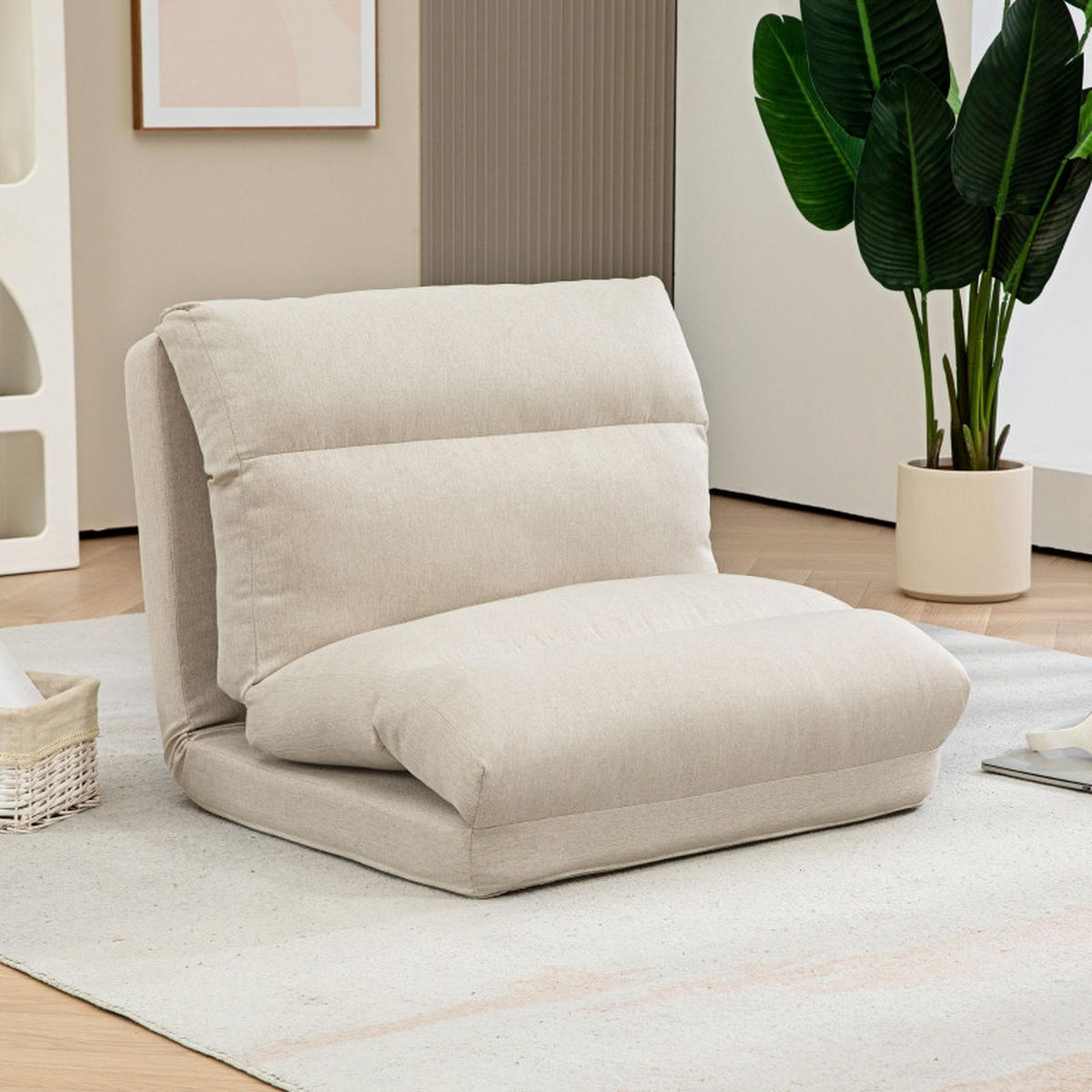 SCHLAFSESSEL DE-33483 6-stufig verstellbare Rückenlehne Beige - Beige, Metall (70/56/72cm) - ComfortXL
