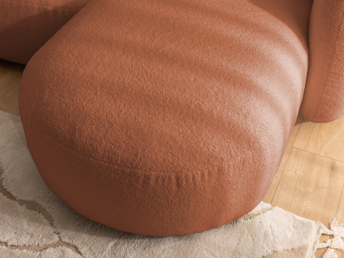 ECKSOFA Nuvola mit abgerundetem Design Terrakotta Bouclé-Stoff - Ottomane Rechts - Terra cotta/Schwarz, Holz/Kunststoff (190/146cm) - S-Style Möbel