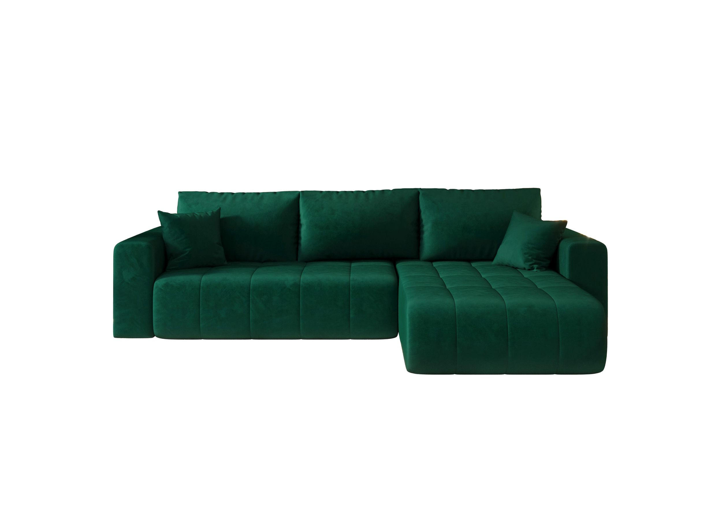 ECKSOFA mit Schlaffunktion MILO R Monolith 37 Rechts - Grün, Textil (280/175cm) - Bedante