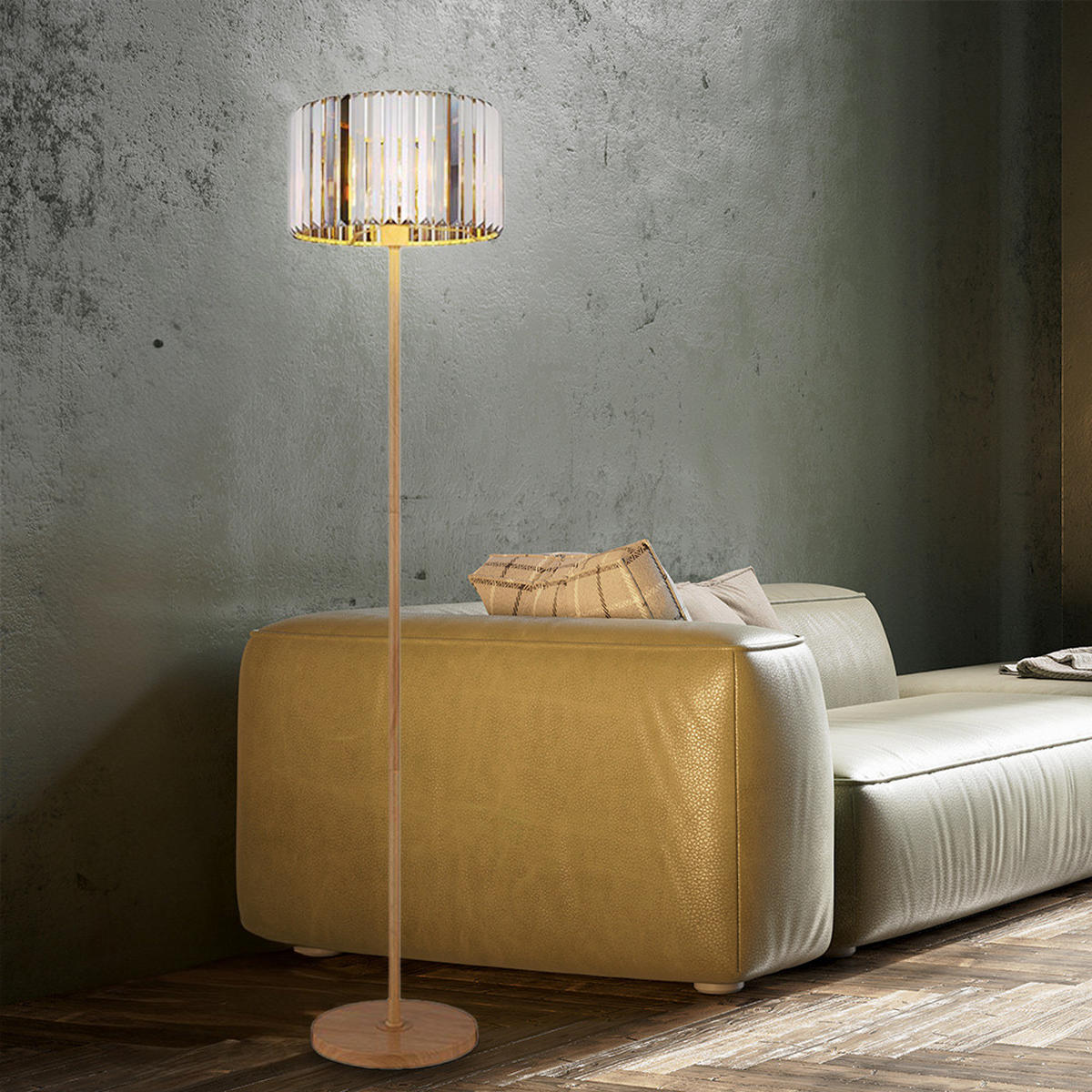 LED STEHLEUCHTE Metall Grau Rauchoptik - Grau, Metall (35/35/150cm) - Nowa