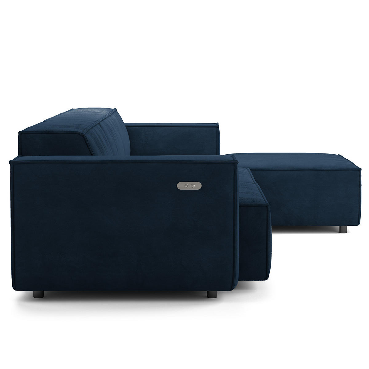 ECKSOFA mit Longchair - Schwarz/Dunkelblau, Kunststoff/Textil (294/177cm) - home24