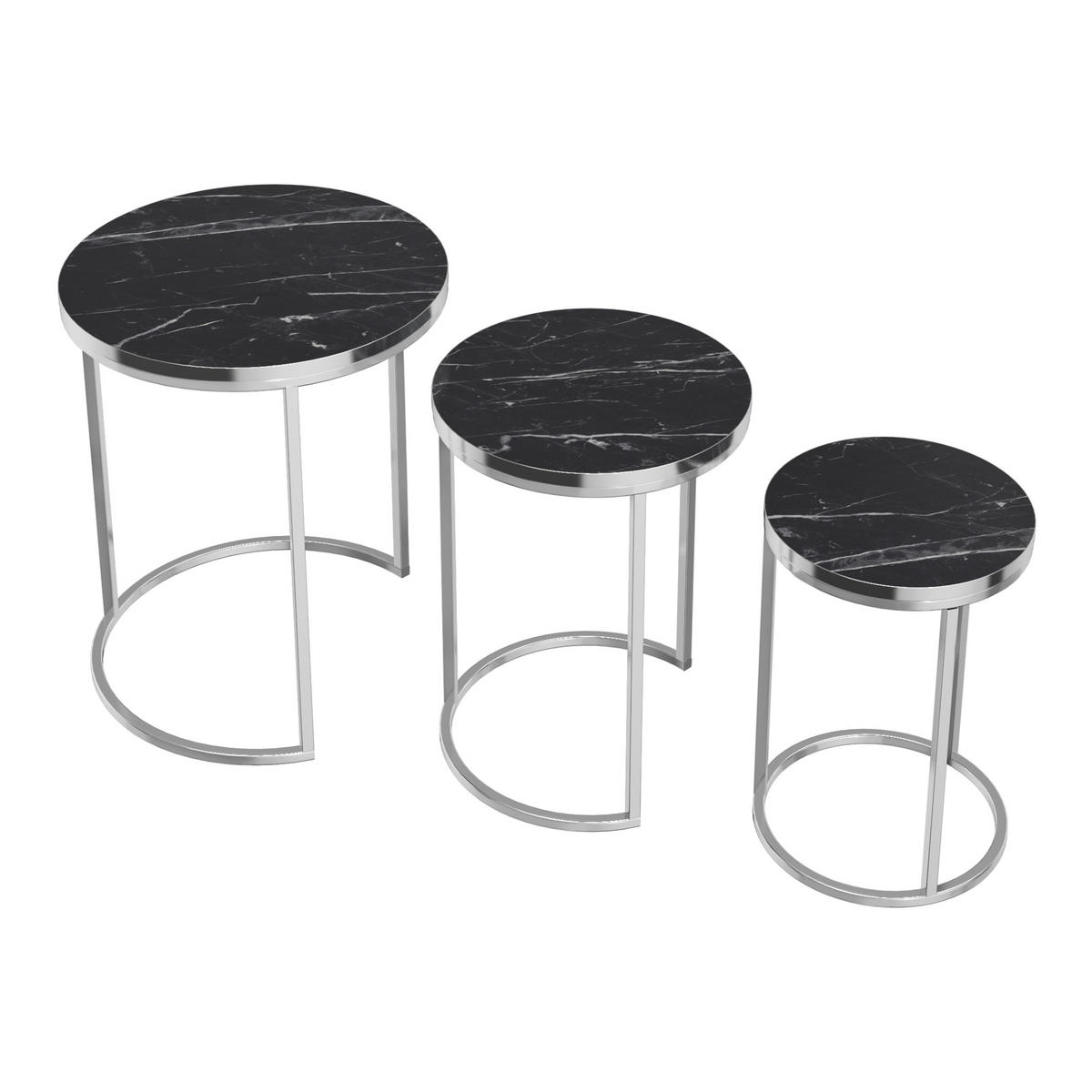 SATZTISCH Bornholm 50/50/55 - Schwarz, Holzwerkstoff (50/50/55cm) - [en.casa]