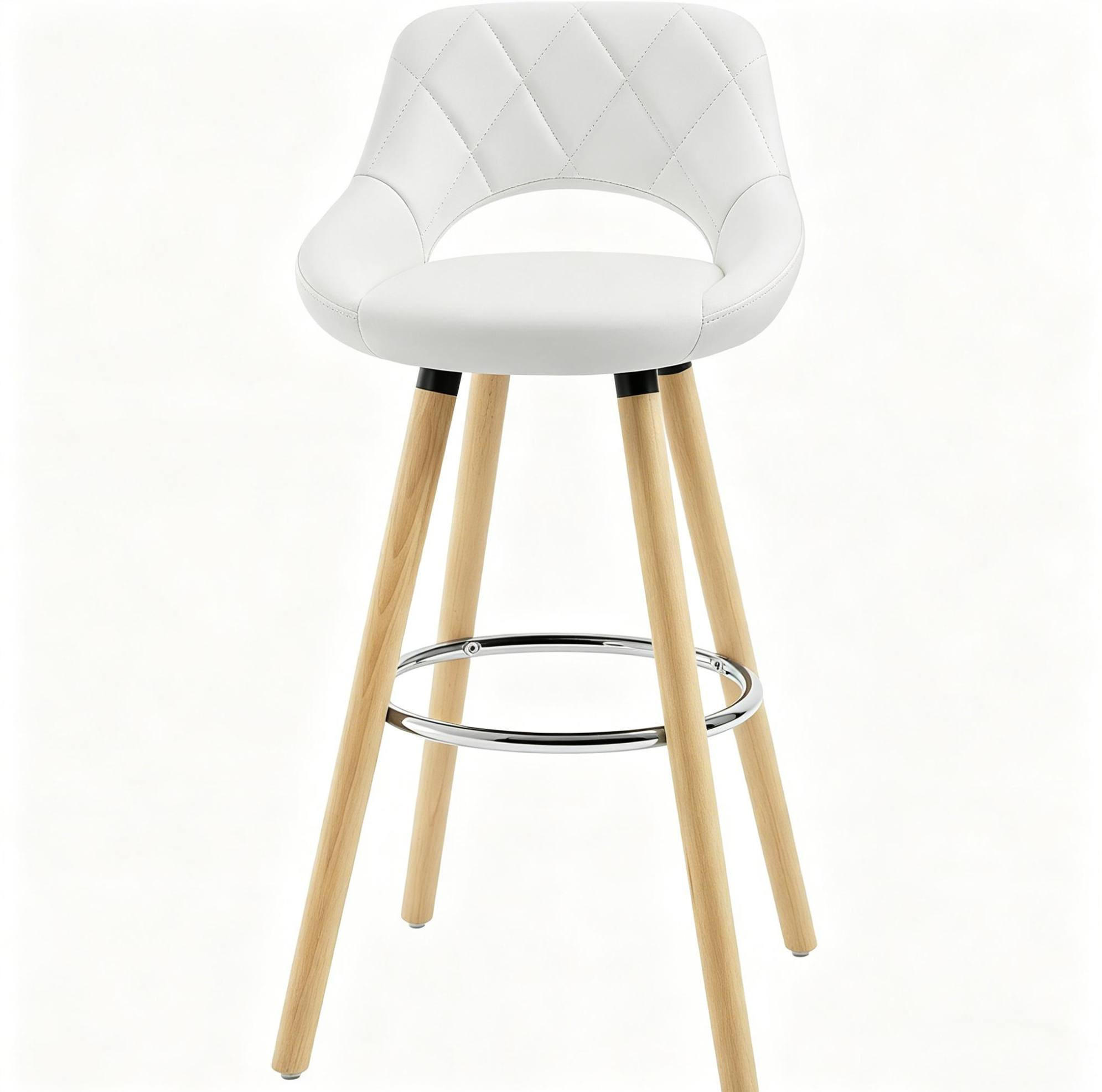 BARHOCKER mit Rückenlehne 68 cm Kunstleder Weiß - Weiß, Holz (40/70/43cm) - Meubliv