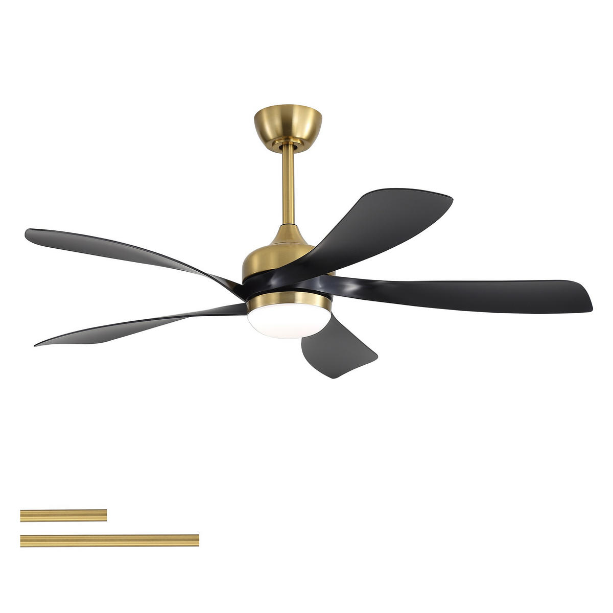 DECKENVENTILATOR 52Zoll LED Licht Dimmbar DC Motor 5 ABS Flügel - Schwarz, Kunststoff (132.08/132.08/26.8cm) - CASIVA
