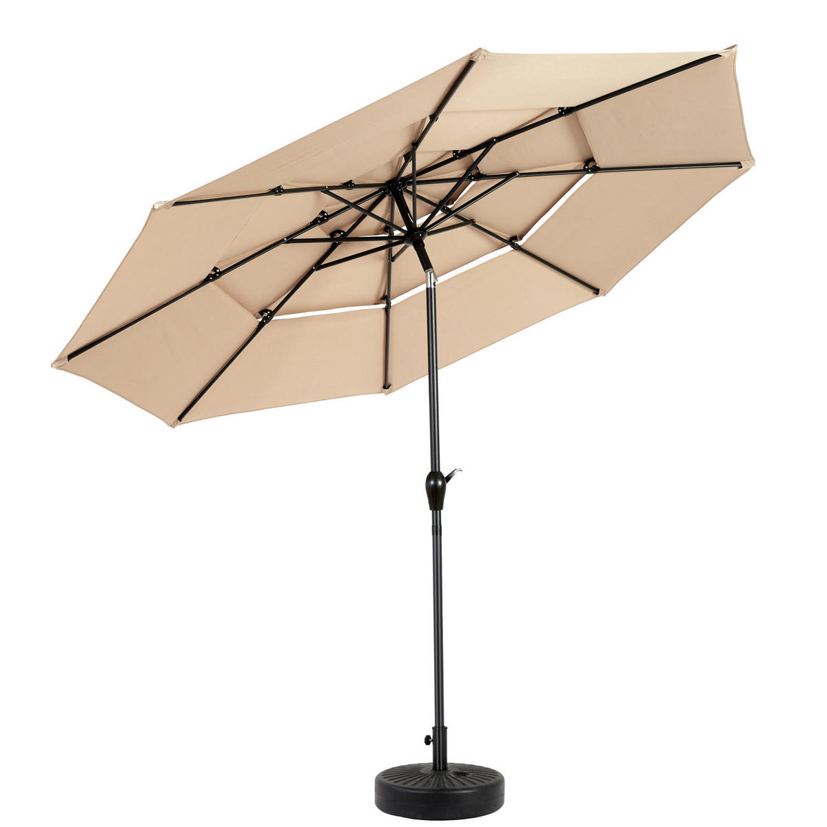 SONNENSCHIRM 294 cm Khaki Stahl Doppelseitiger Gartenschirm mit Kurbel für Terrasse & Pool - Sandfarben, Metall (294/294cm) - Urban Meuble