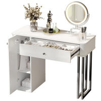SCHMINKTISCH 40/100/116 cm Weiß mit LED-Beleuchtung Spiegel und Stauraum - Weiß, Holzwerkstoff (40/116/100cm) - OKWISH