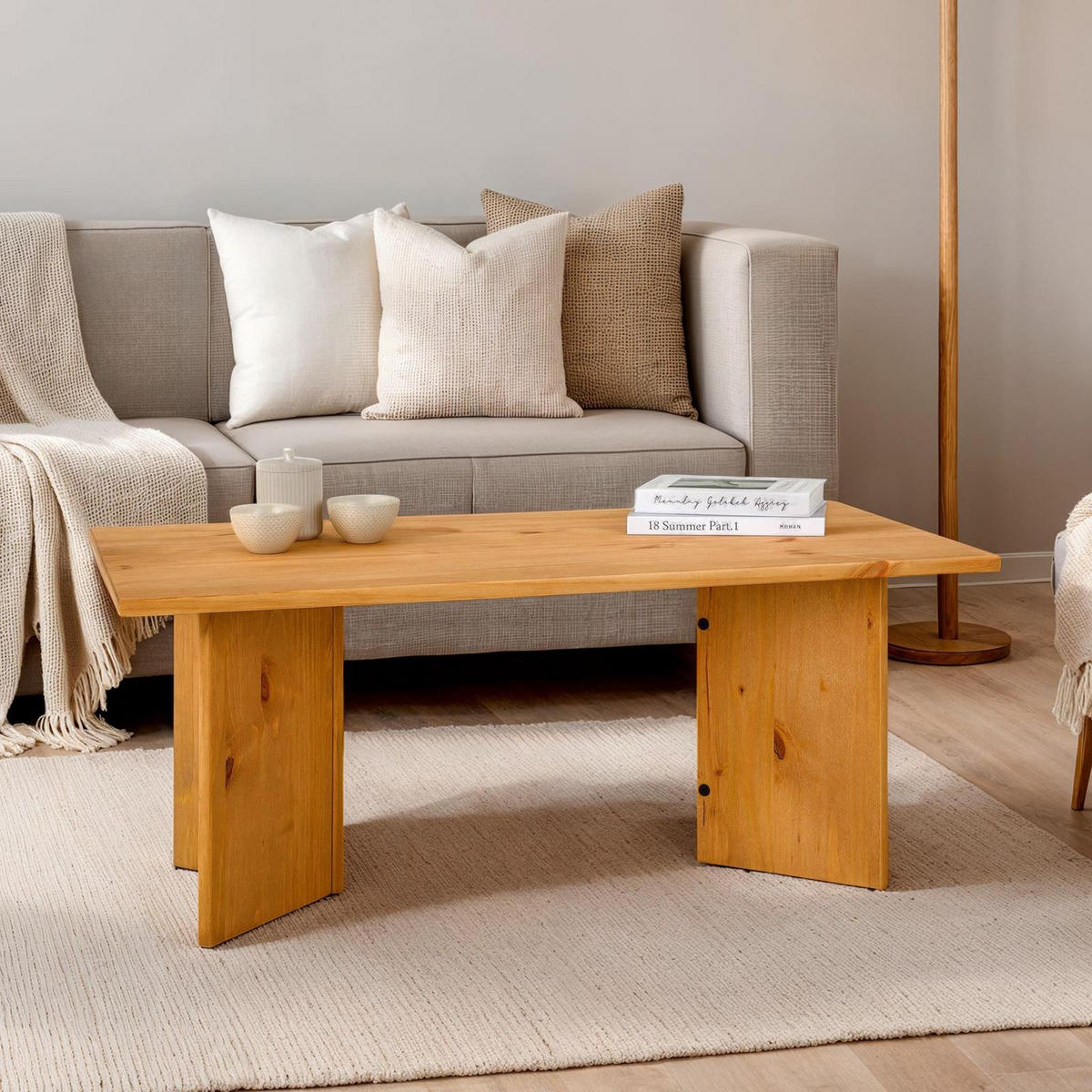 COUCHTISCH MESA gebeizt/gewachst - Kieferfarben, Holz (60/110/45cm) - IDIMEX