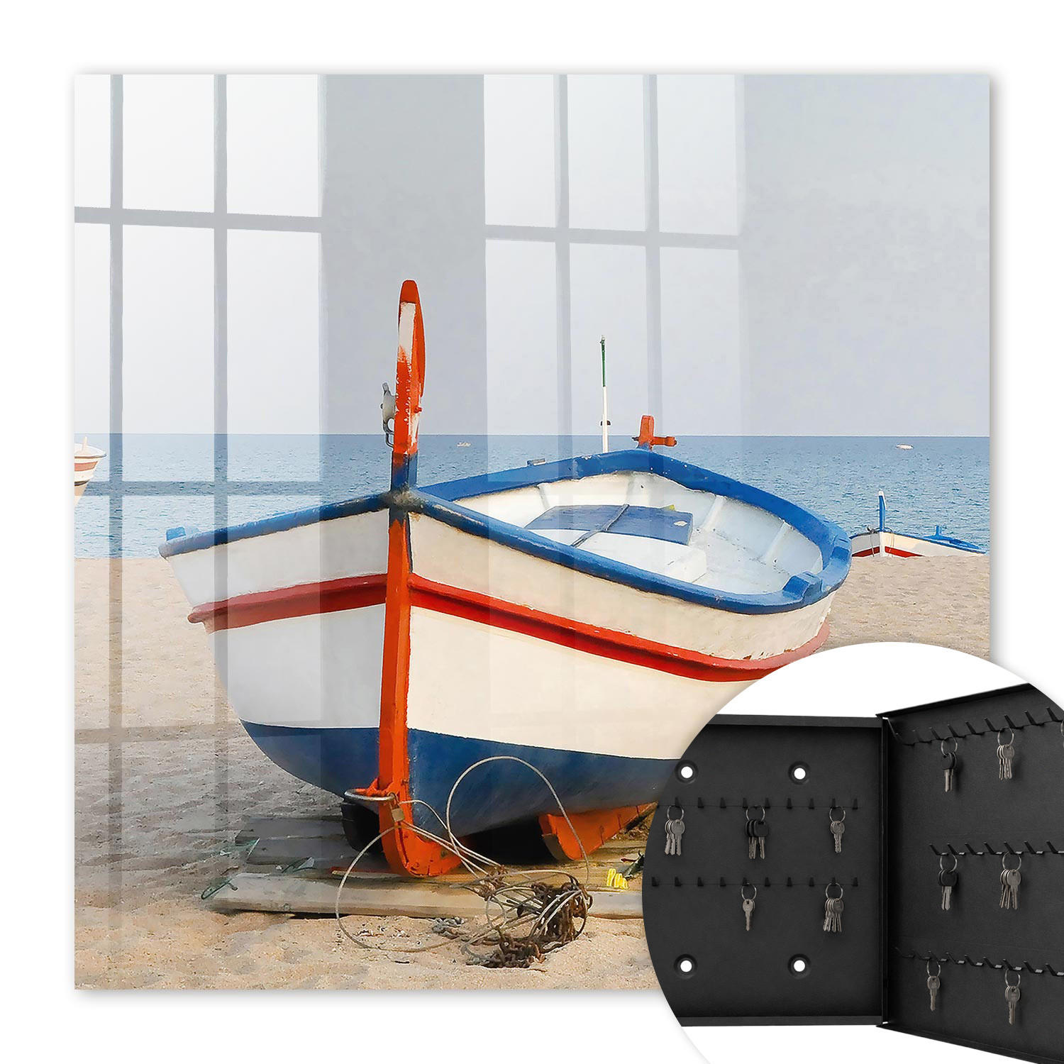 SCHLÜSSELBOX Schwarz 30x30 cm- Türöffnung nach rechts - Sommerkreuzfahrt - Gelb, Metall (30/30/5cm) - TULUP