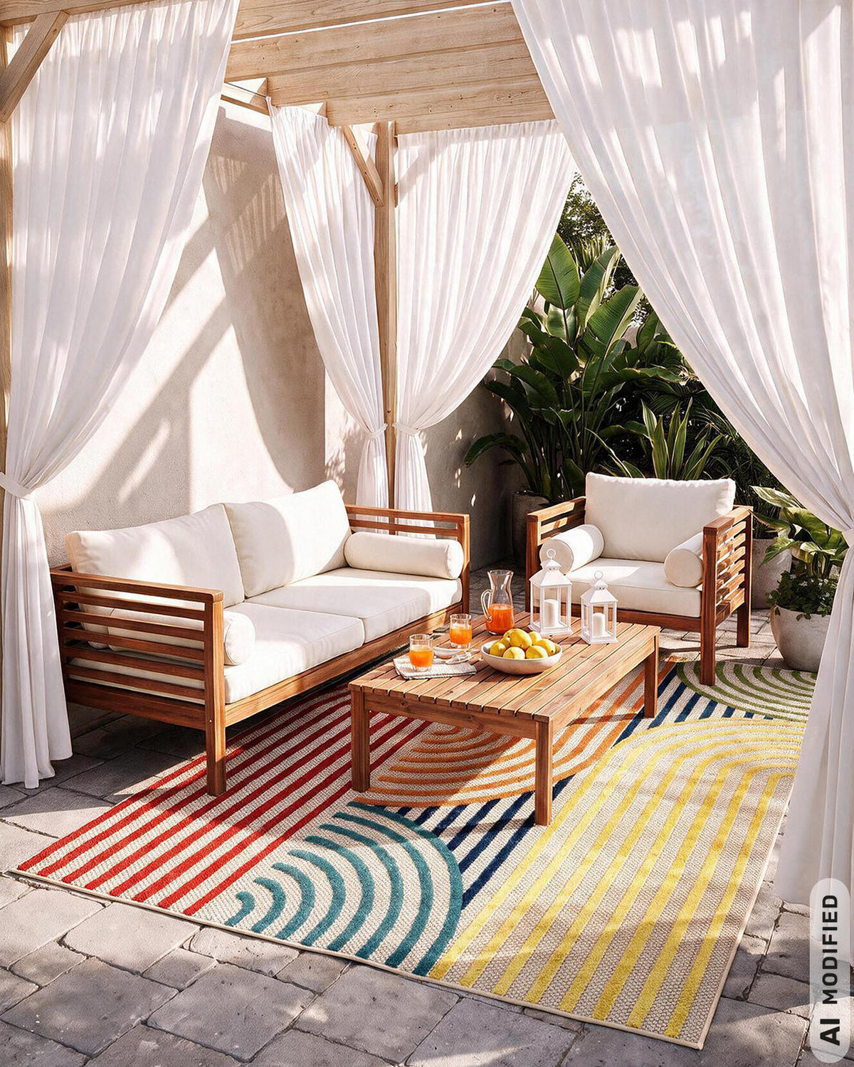 TEPPICH In-& Outdoor Fano Primula Mazovia 200x300cm Rot Gelb Abstrakt Kurzflor - Gelb, Textil (200/300cm) - Mazovia