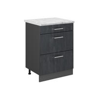 SCHUBLADENSCHRANK R-Line Schwarz Beton 60 cm AP Marmor - Anthrazit/Schwarz, Holzwerkstoff (60/81.6/60cm) - Vicco