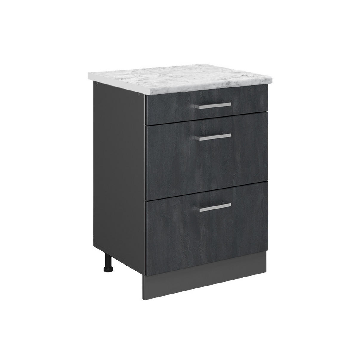 SCHUBLADENSCHRANK R-Line Schwarz Beton 60 cm AP Marmor - Anthrazit/Schwarz, Holzwerkstoff (60/81.6/60cm) - Vicco