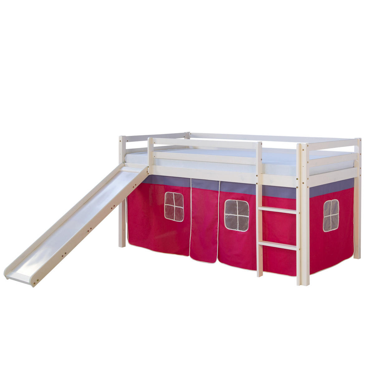 HOCHBETT mit Rutsche 90/200 cm Pink - Pink/Weiß, Holz - Homestyle4u