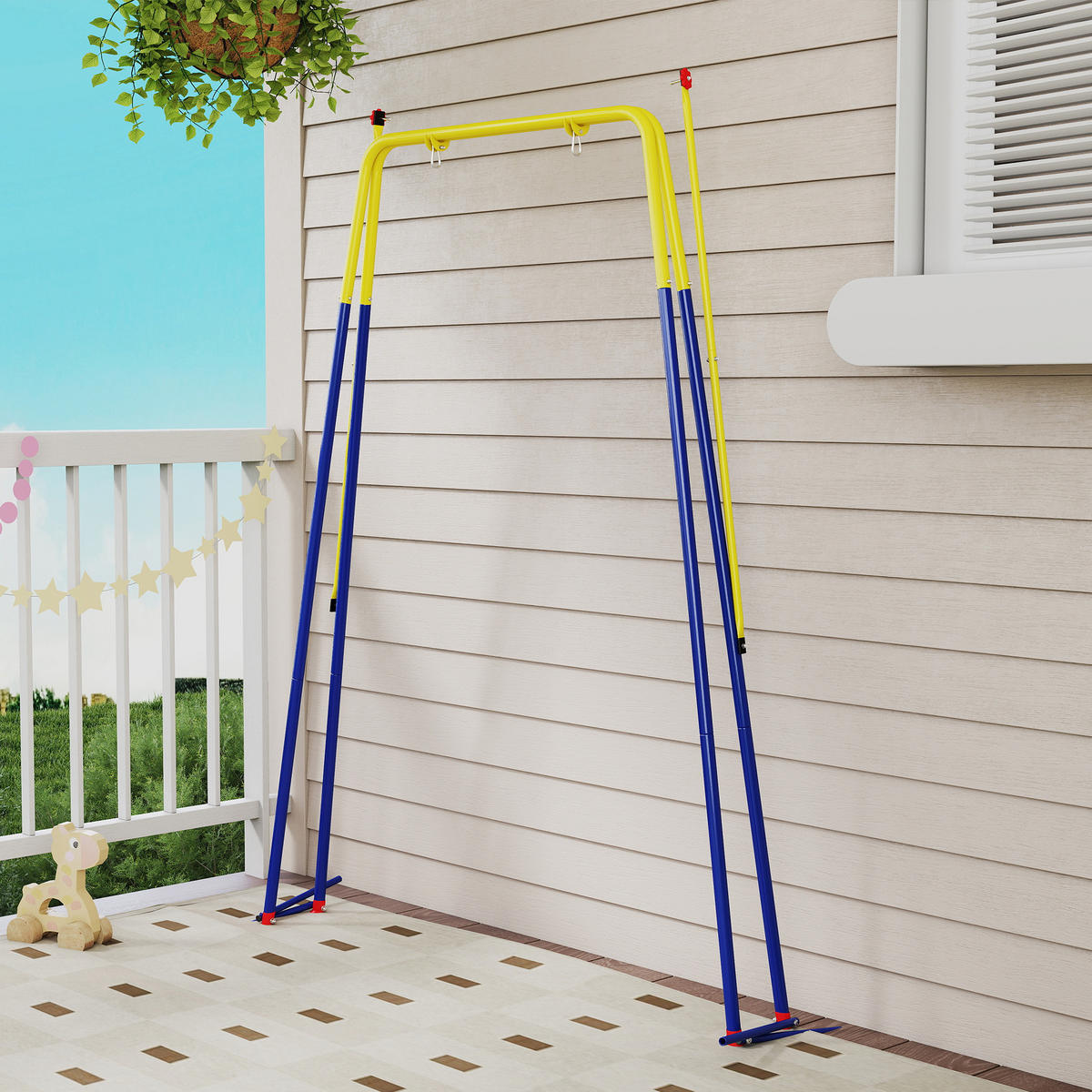 BABYSCHAUKEL Stahl Blau - Blau, Metall (128/155cm) - AIYAPLAY