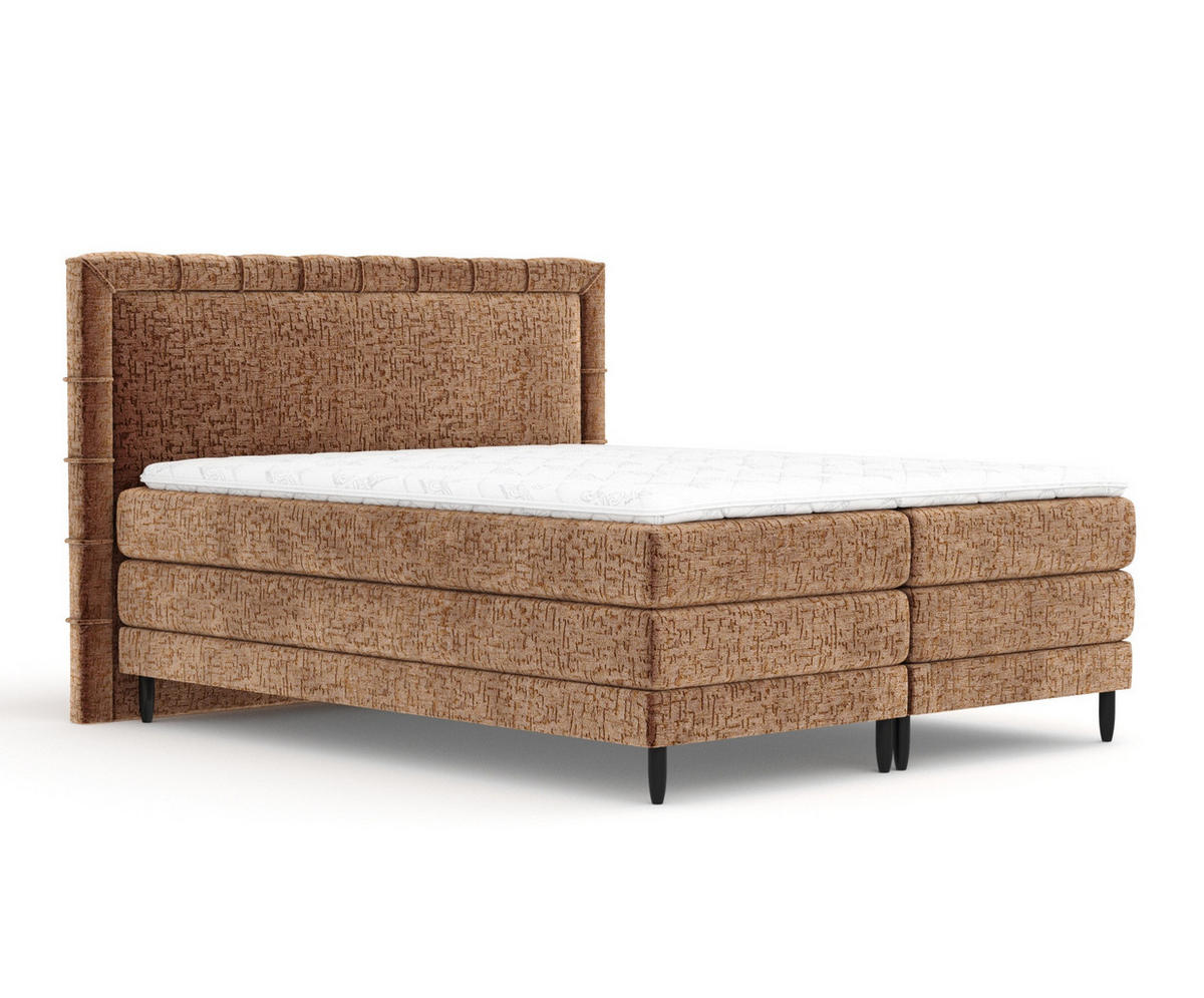 BOXSPRINGBETT Rimini Kupfer 200/200 cm mit Matratze und Topper - Schwarz/Kupferfarben, Holz/Holzwerkstoff (200/200cm) - Maison de Reve