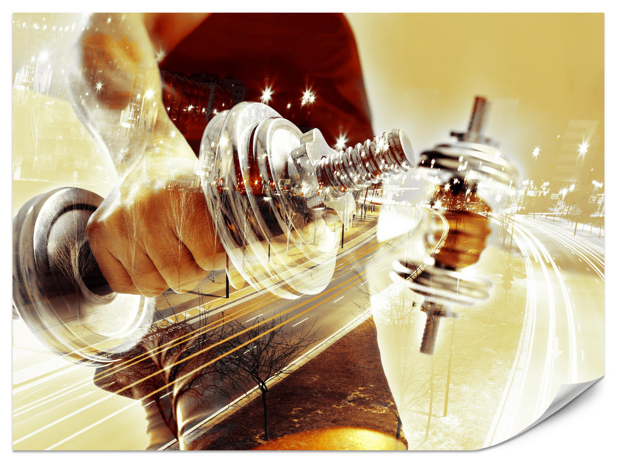 FOTOTAPETE für Jugendzimmer Sportler Mann Stadt Nacht Straße 450x315 - Gelb/Beige, Papier (450/315cm) - Muralo