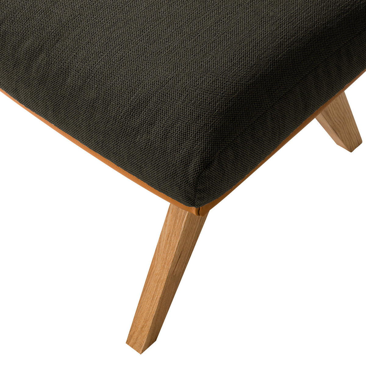 HOCKER mit Holzfüßen - Eichefarben/Schwarz, Eichenholz/Textil (54/41/41cm) - home24