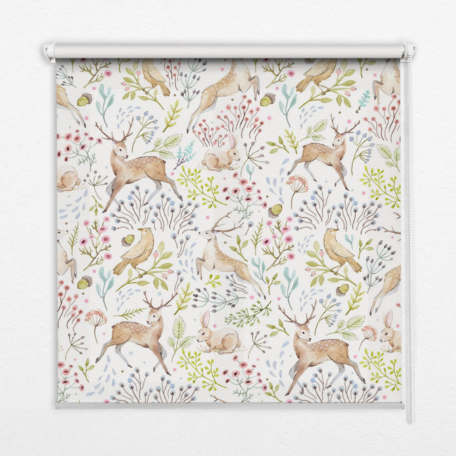 TULUP VNITŘNÍ roleta - okenní roleta - roleta - 90x140 cm - Ptáci, jeleni a králíci