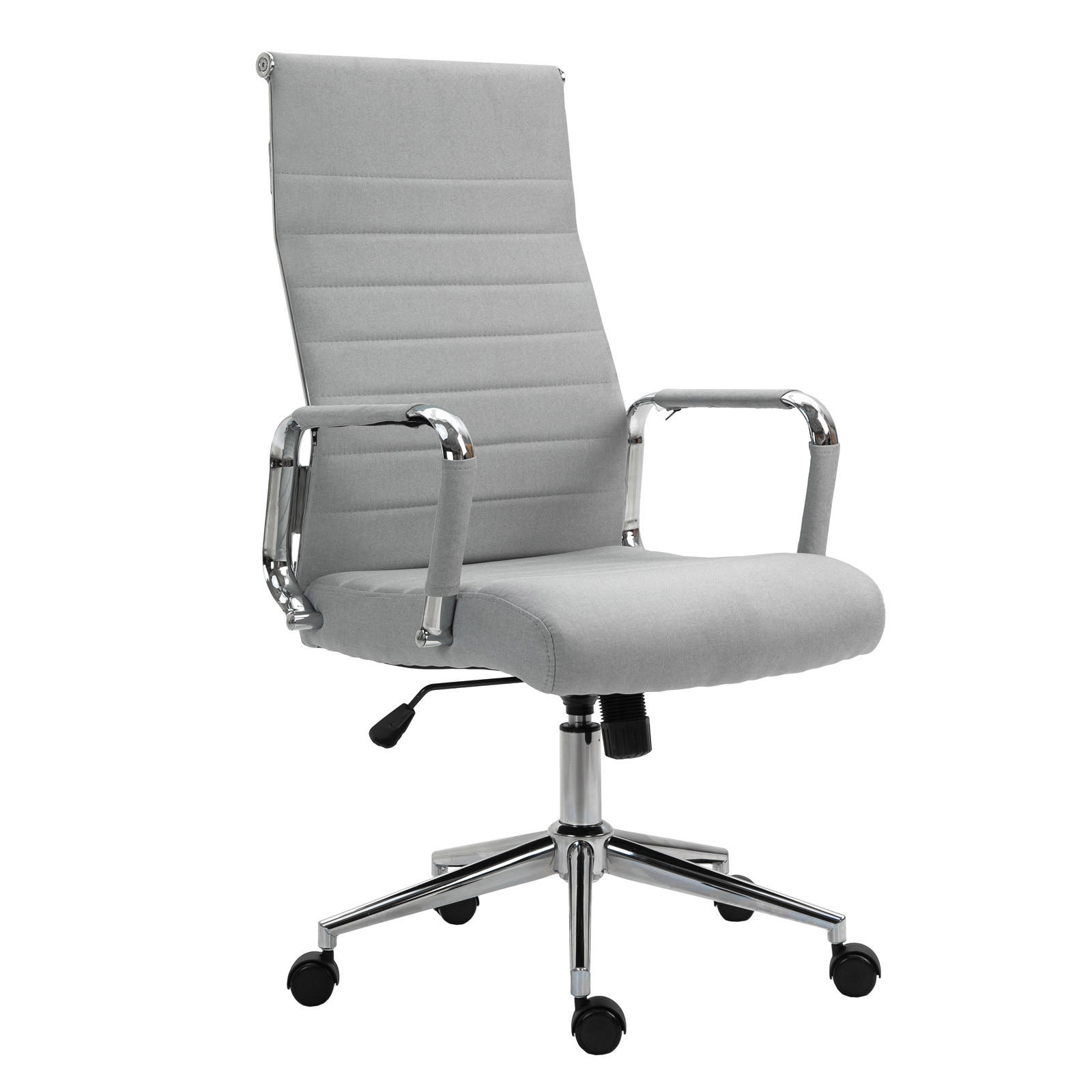SCHREIBTISCHSTUHL OFFICE COMFORT HB Stoffbezug Hellgrau - Silberfarben/Hellgrau, Textil/Metall (57/120/53cm) - SVITA