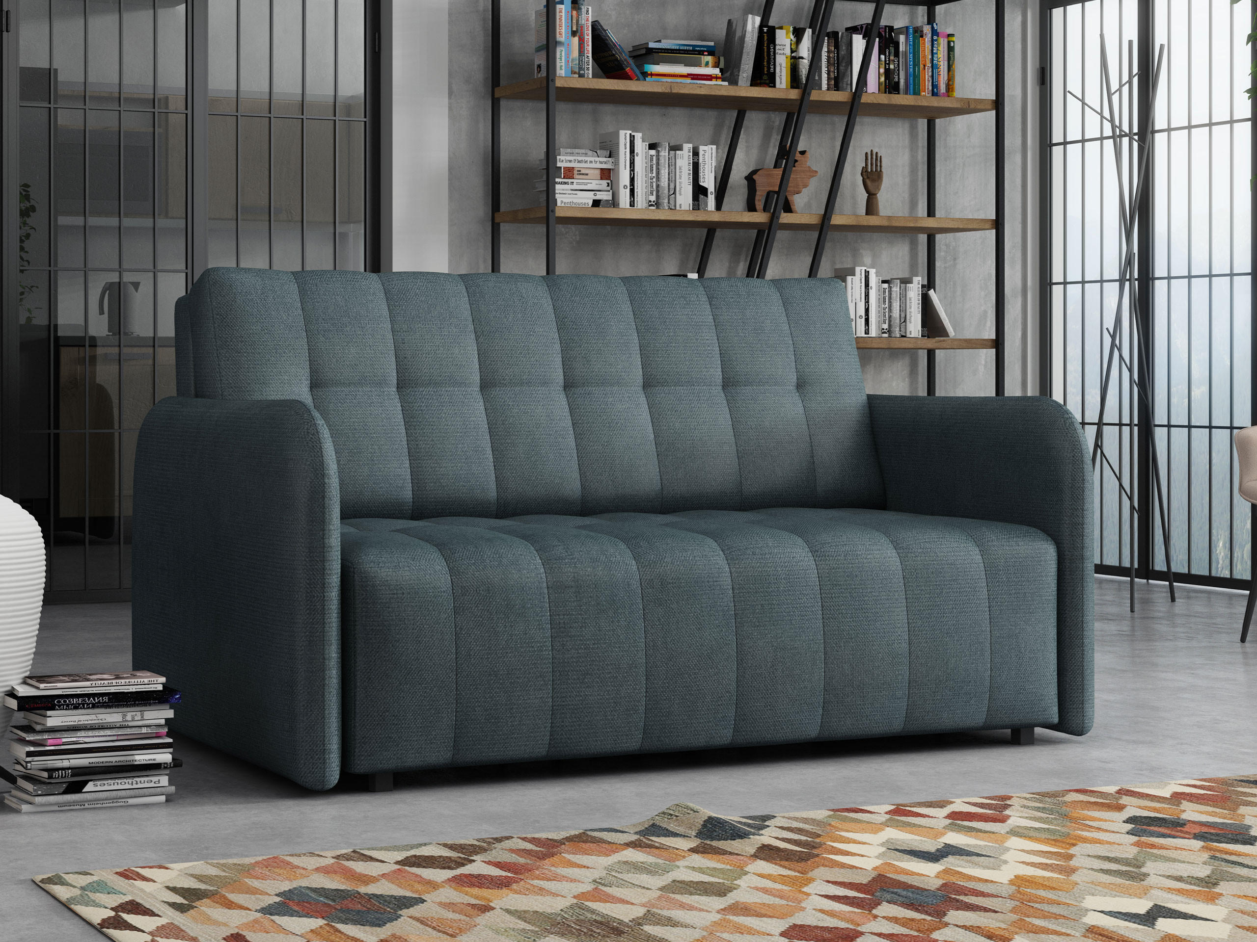 SCHLAFSOFA Viva Grand III - Blaugrau/Schwarz, Holz/Kunststoff (145/85/95cm) - MIRJAN24