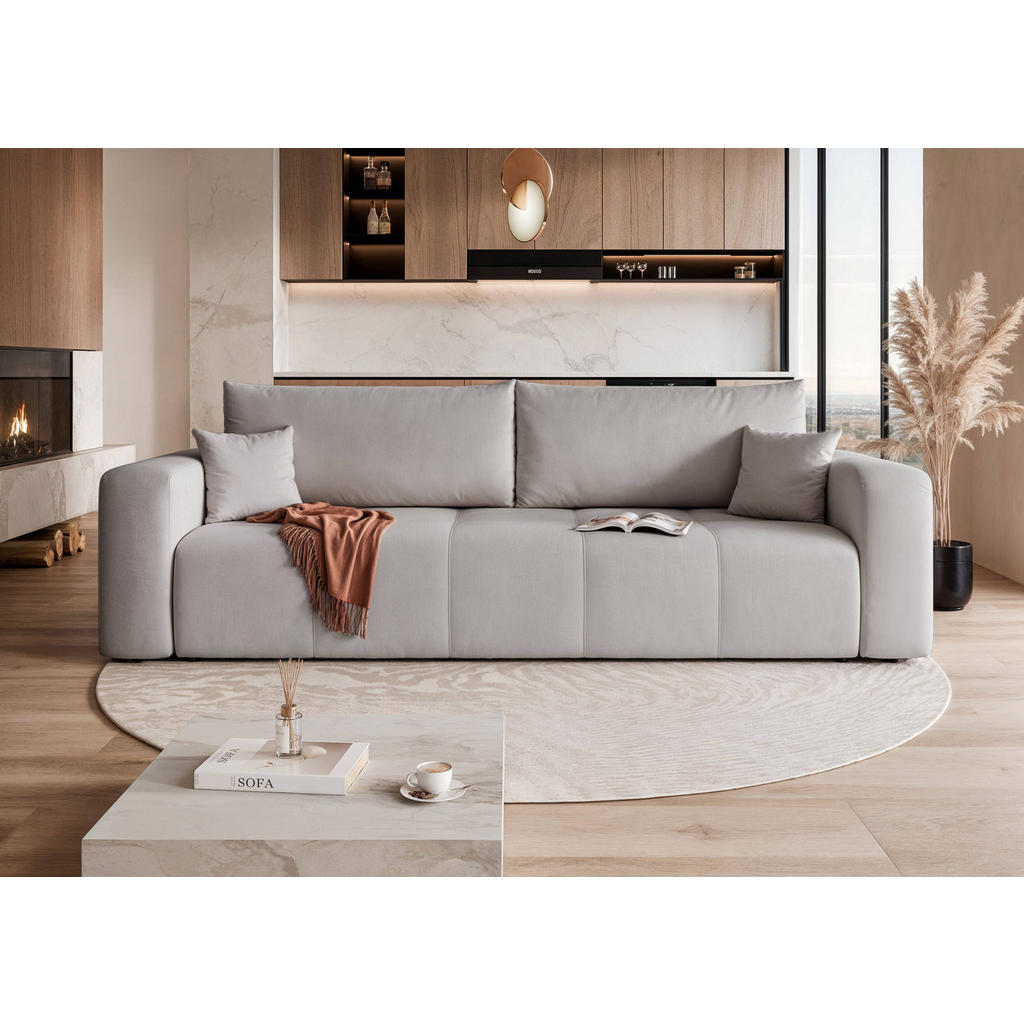 Thumbnail - Idohome Schlafsofa, Grau, Textil, 3-Sitzer, Rechteckig, 246x79x93 cm, Wohnzimmer, Sofas & Couches, Schlafsofas