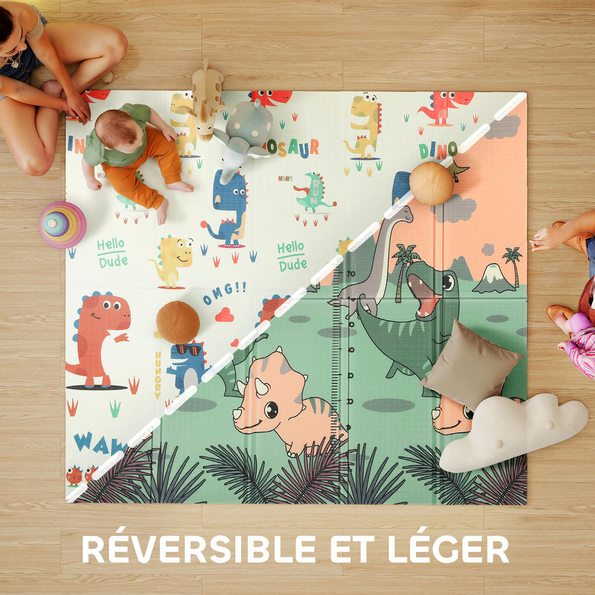 SPIELMATTE DE-18928 faltbarer Laufstall, 196x176 cm Multicolor - Multicolor, Kunststoff (176/196cm) - ComfortXL
