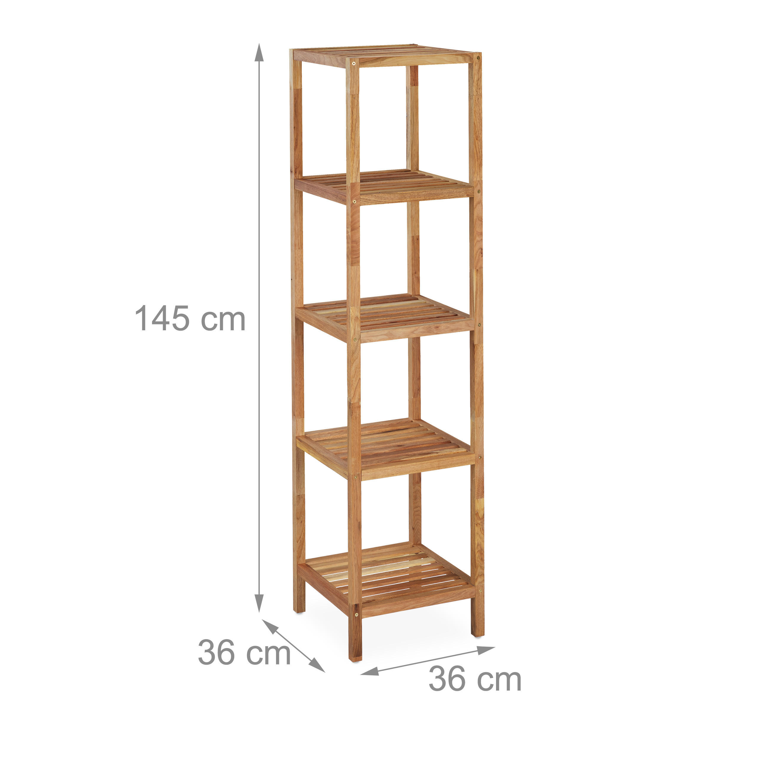 Thumbnail - Relaxdays Badregal, Hellbraun, Holz, 36x145x36 cm, Badezimmer, Badezimmerregale, Badregale