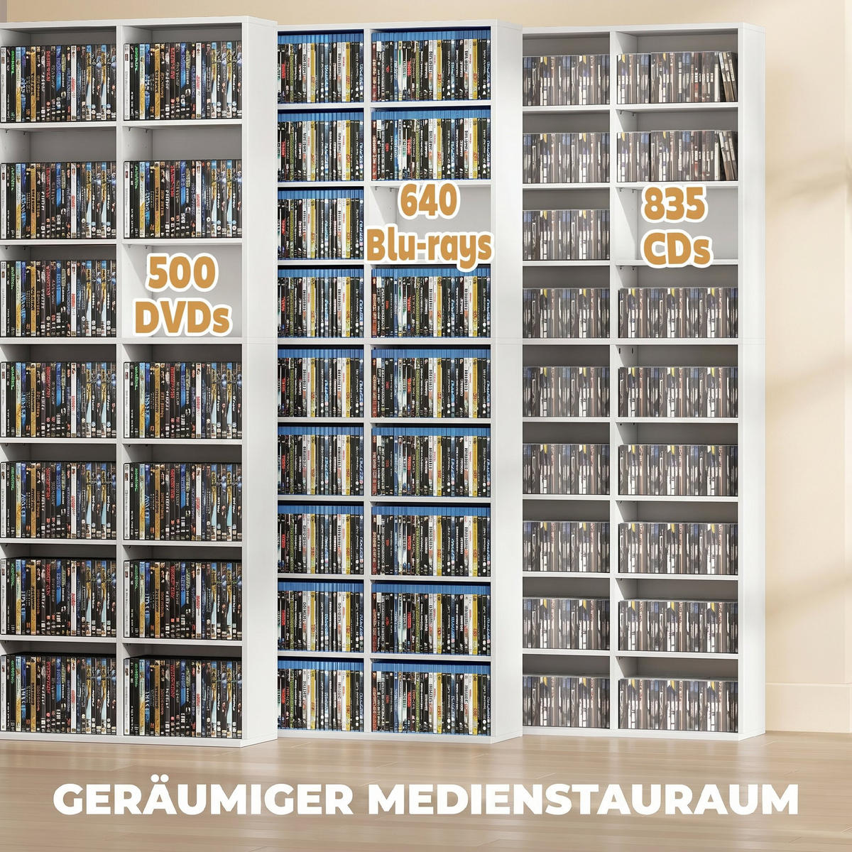 CD-REGAL Spanplatte Weiß - Weiß, Holzwerkstoff (24/175/100cm) - HOMCOM