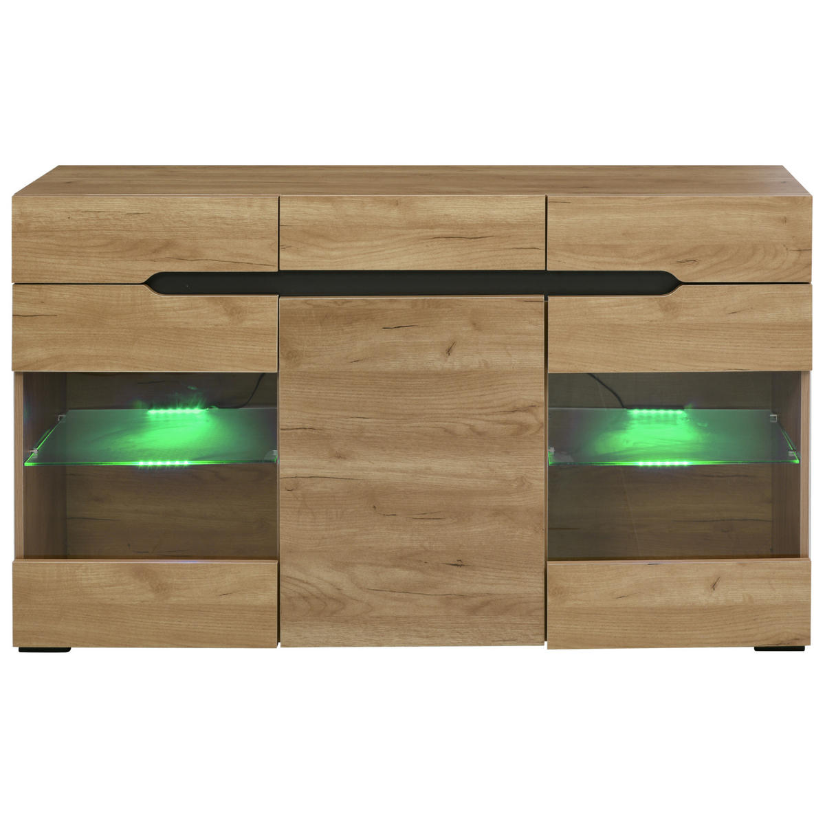 SIDEBOARD 140/35/80 cm Eichefarben aus Spanplatte mit LED-Beleuchtung - Naturfarben, Holzwerkstoff (35/80/140cm) - OKMYHOME