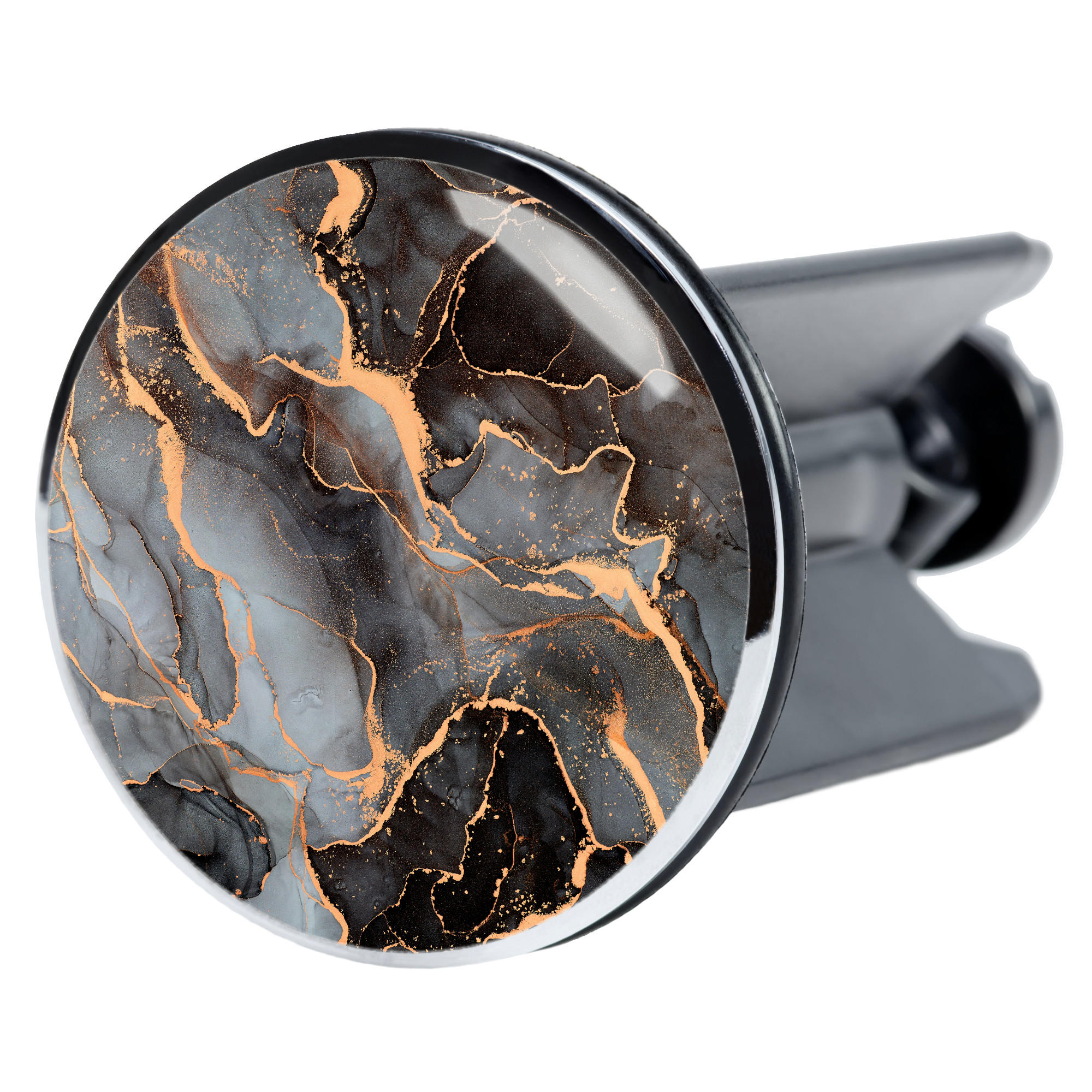 WASCHBECKENSTÖPSEL Marmor Abstrakt - Grau, Kunststoff/Metall (4/7/7cm) - Sanilo