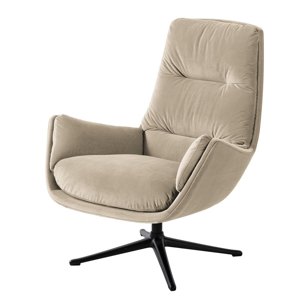 SESSEL mit Kreuzfuß - Beige/Schwarz, Textil (83/95/97cm) - home24