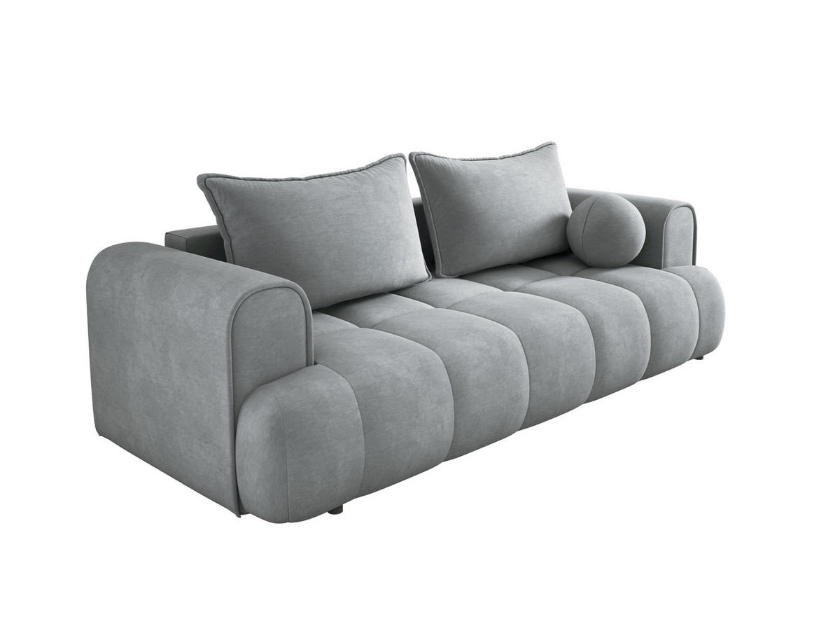SOFA COCO SCHLAFSOFA mit Bettfunktion, CLOUD Stoffbezug, 2-Sitzer, freistehend, Größe: 250x105x90 cm, Esche - Silberfarben, Holz/Textil (250/90/105cm) - DomoHome