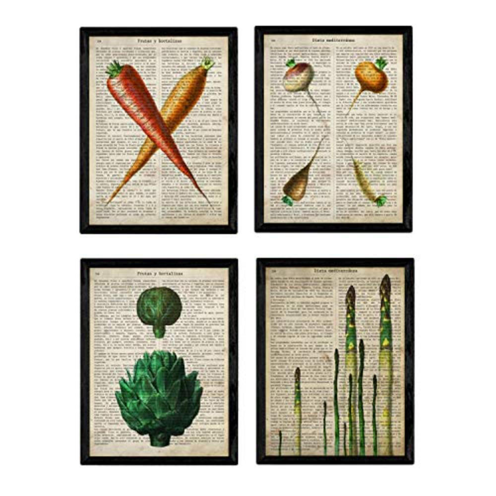 POSTER Set mit 4 Blättern von Obst und Gemüse Modell 2 A4 Rahmenlos - Klar, Papier (29.7/3cm) - Nacnic