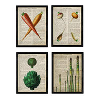 POSTER Set mit 4 Blättern von Obst und Gemüse Modell 2 A4 Rahmenlos - Klar, Papier (29.7/3cm) - Nacnic