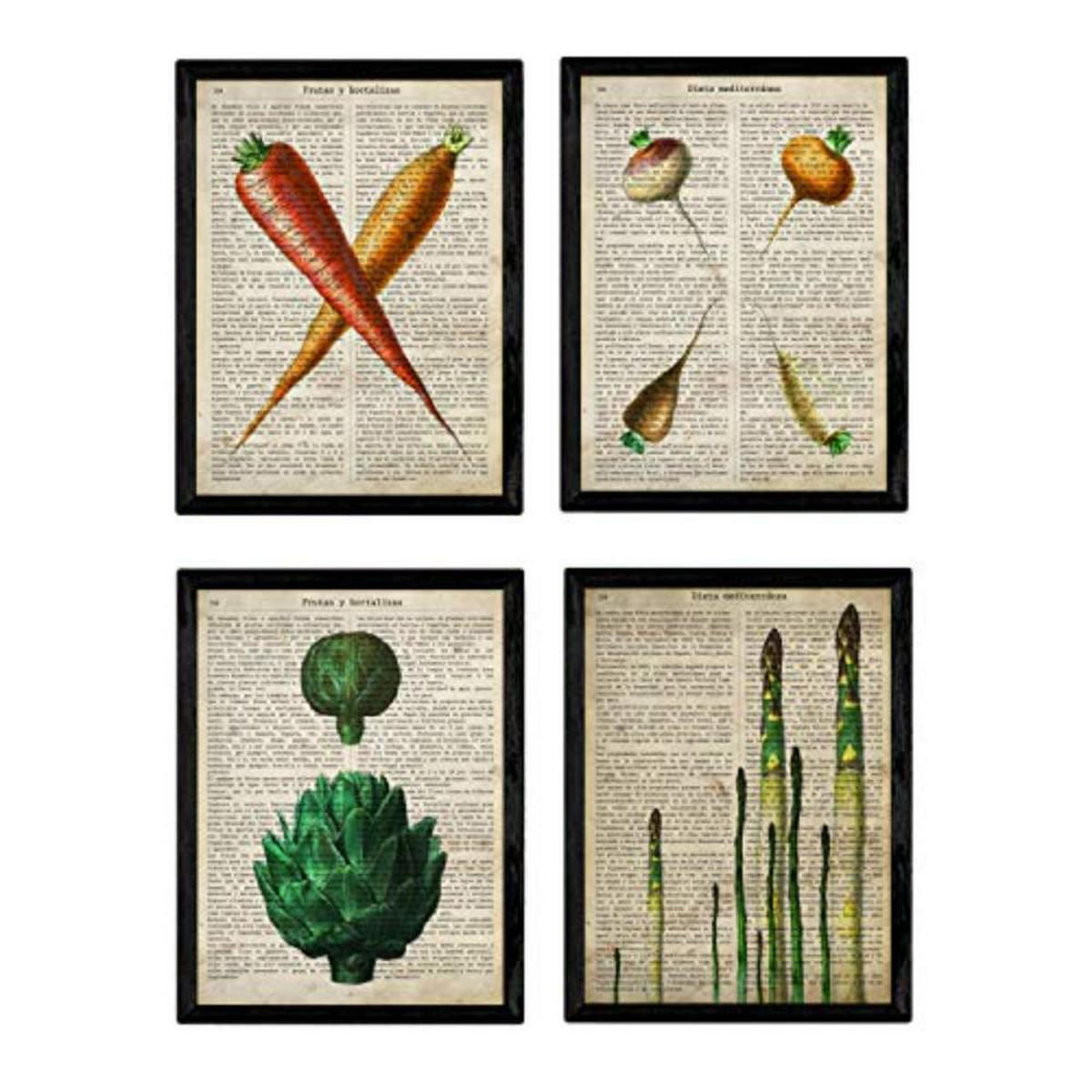 POSTER Set mit 4 Blättern von Obst und Gemüse Modell 2 A4 Rahmenlos - Klar, Papier (29.7/3cm) - Nacnic
