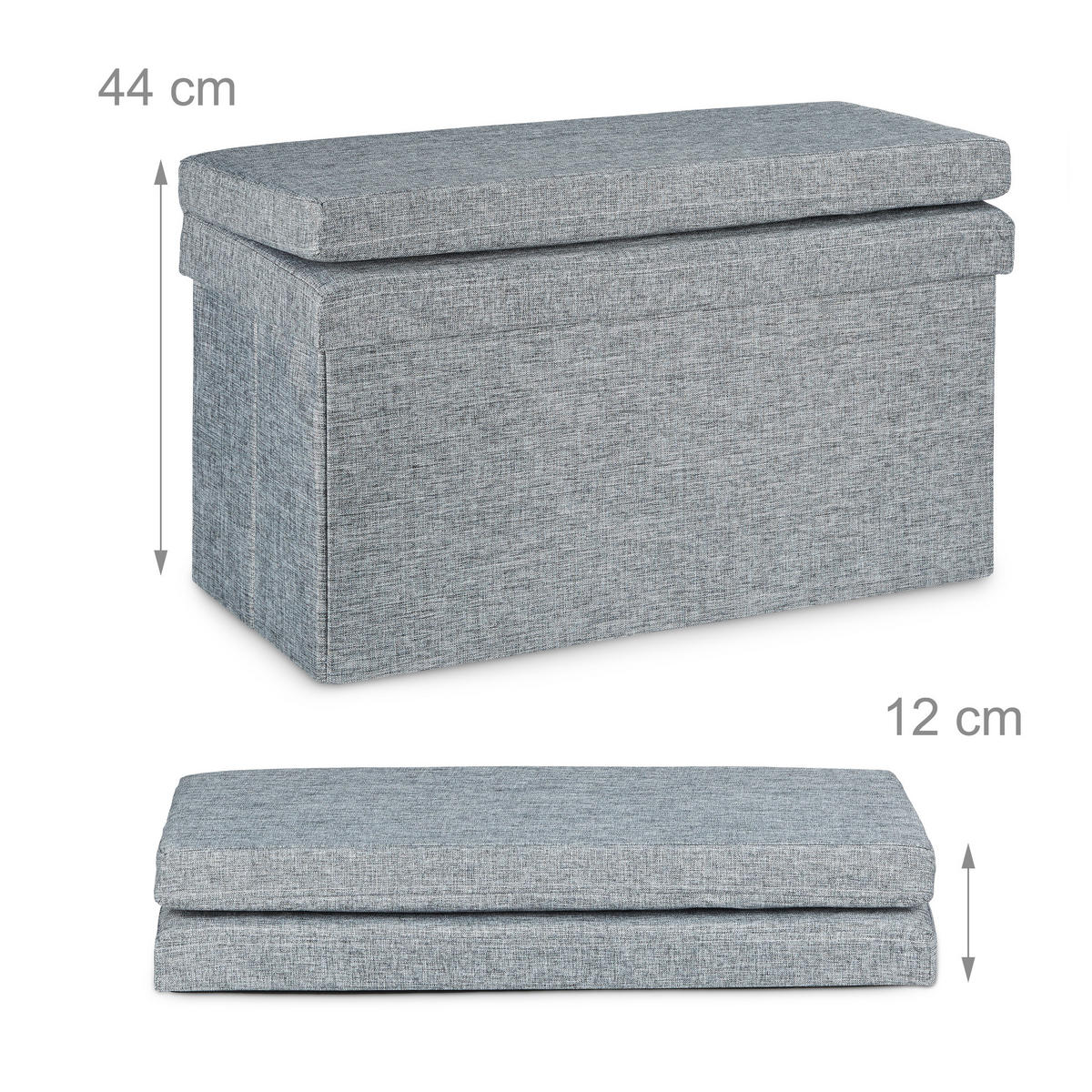 FALTBARER Sitzhocker - Grau, Holzwerkstoff/Textil (76/73/38cm) - Relaxdays