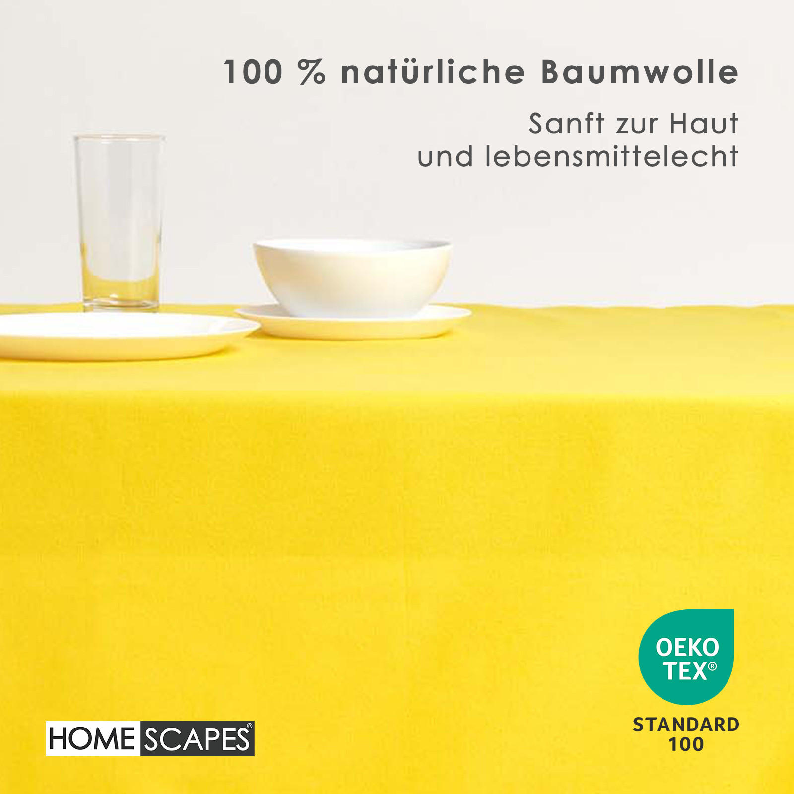 TISCHDECKE gelb 137/178 cm, 100% Baumwolle - Gelb, Textil (137/178cm) - Homescapes