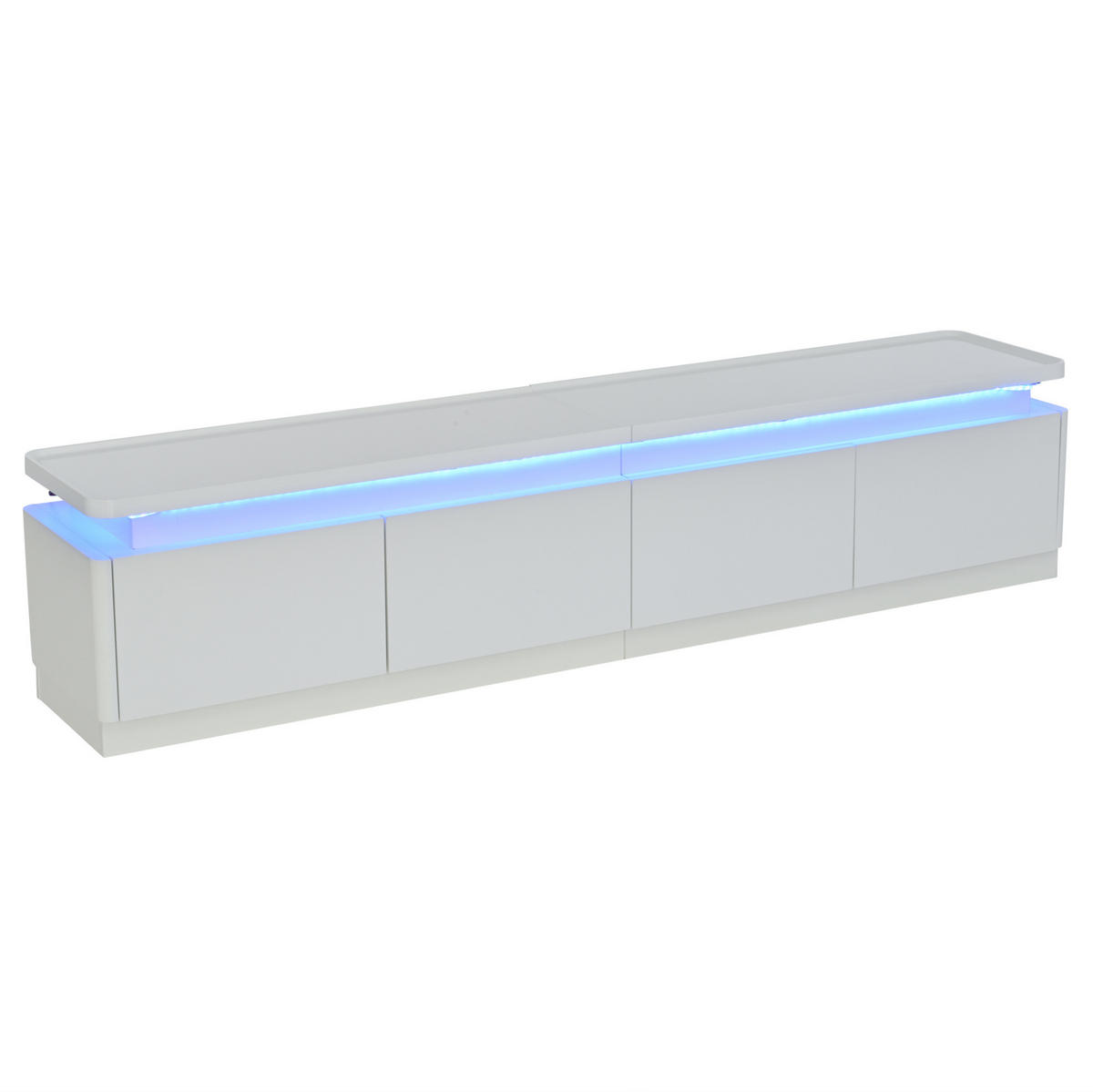 LOWBOARD 180/34/40 cm in Weiß aus Spanplatte mit LED-Beleuchtung und 4 Schubladen - Weiß, Holzwerkstoff (34/40/180cm) - OKMYHOME