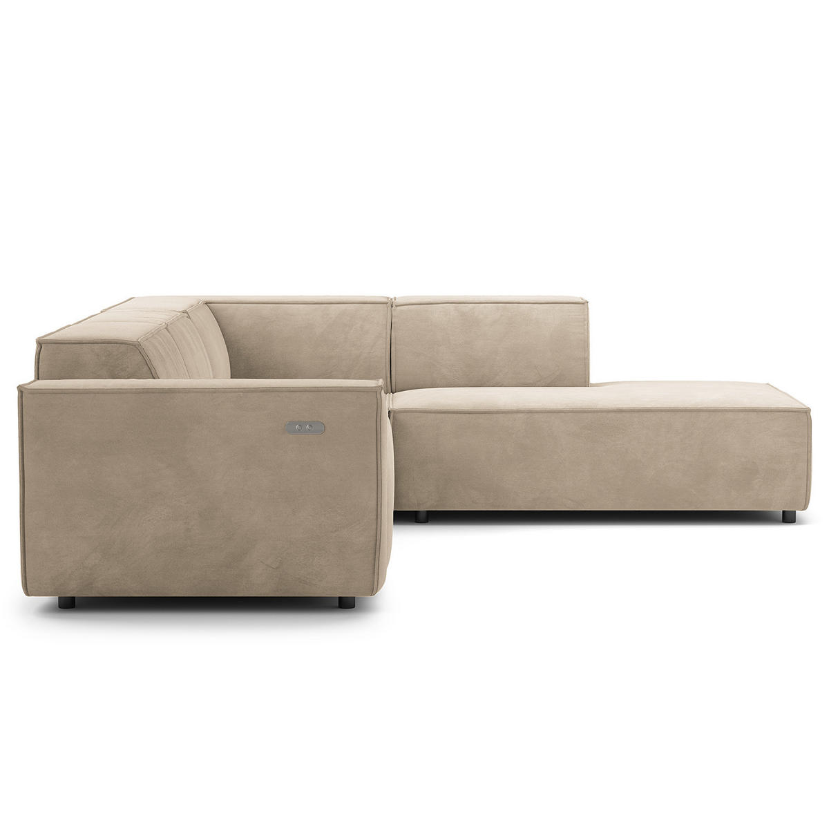 ECKSOFA mit Ottomane - Beige/Schwarz, Kunststoff/Textil (260/234cm) - home24