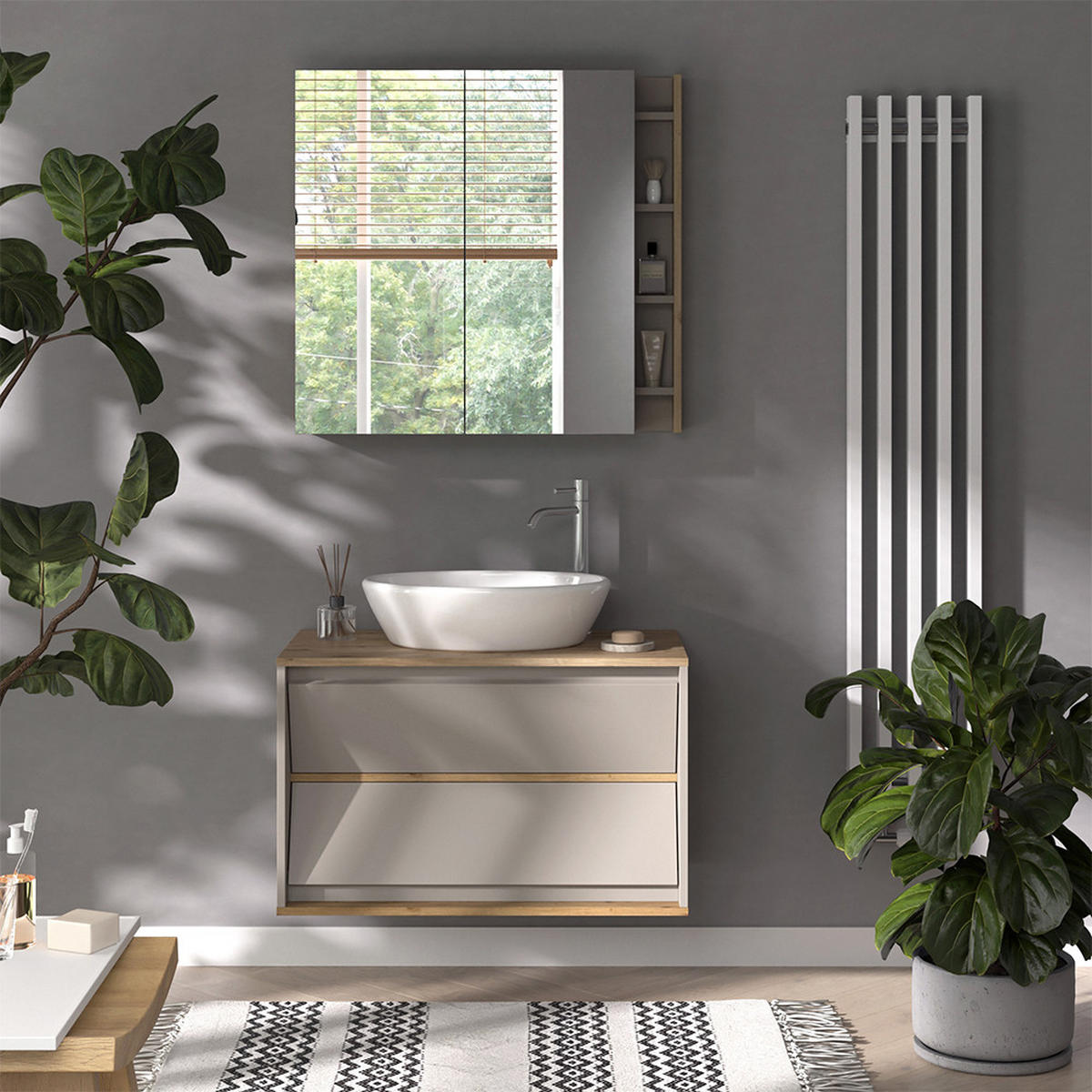 KOUPELNOVÝ NÁBYTEK Edelin Kašmír - kašmírová/světle šedá, kompozitní dřevo (80/50/45cm) - Vicco