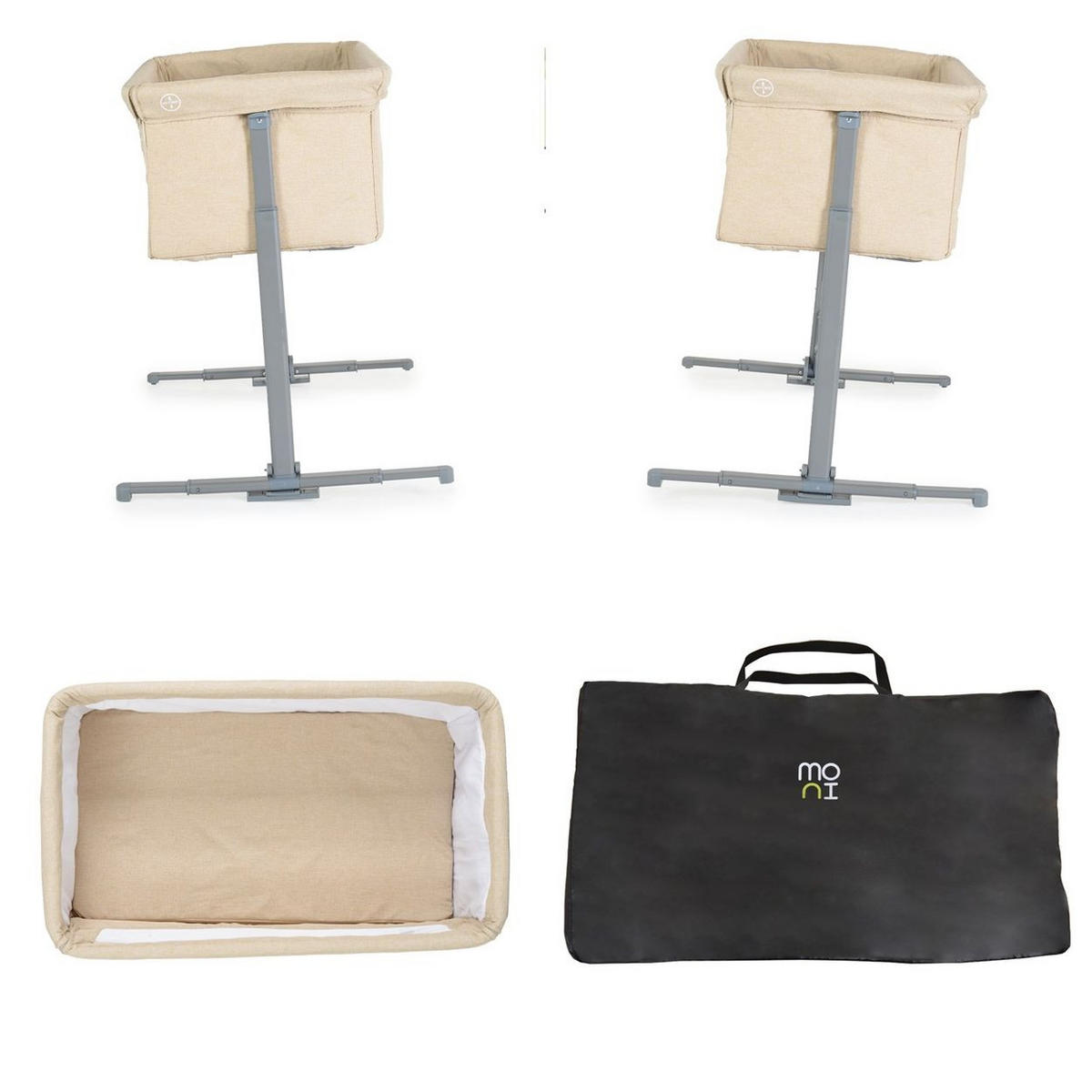 BEISTELLBETT Mystery beige 85 x 47 cm, Schaukelfunktion, 5-fach verstellbar, Anti-Reflux - Beige, Metall (47/85cm) - Moni