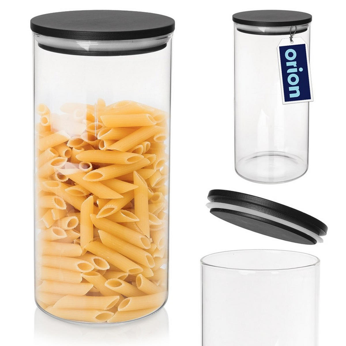 VORRATSGLAS Black-Design 980 ml Transparent - Transparent, Glas (9/18/9cm) - Orion 