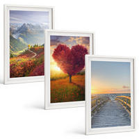 BILDER SET 3er Set - 40x60 cm Weißer Rahmen - Landschaften Berge Baum Herz Pier - Weiß, Kunststoff (40/60cm) - TULUP