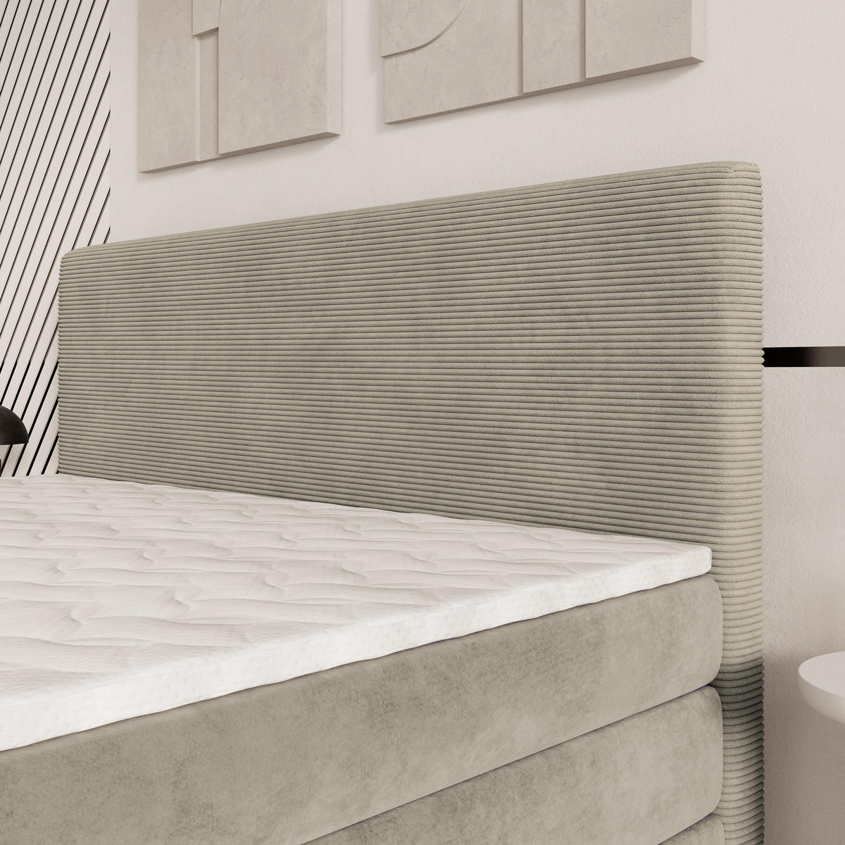 BOXSPRINGBETT MATERN 140x200 cm mit Matratze und Topper - Grün - Grün, Holz (140/200cm) - MASSENO