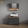 BADMÖBEL-SET Ronco Anthrazit gestreift 2 Teile, Unterschrank 80 cm - Eichefarben/Anthrazit, Holzwerkstoff (80/58/41cm) - Livinity®