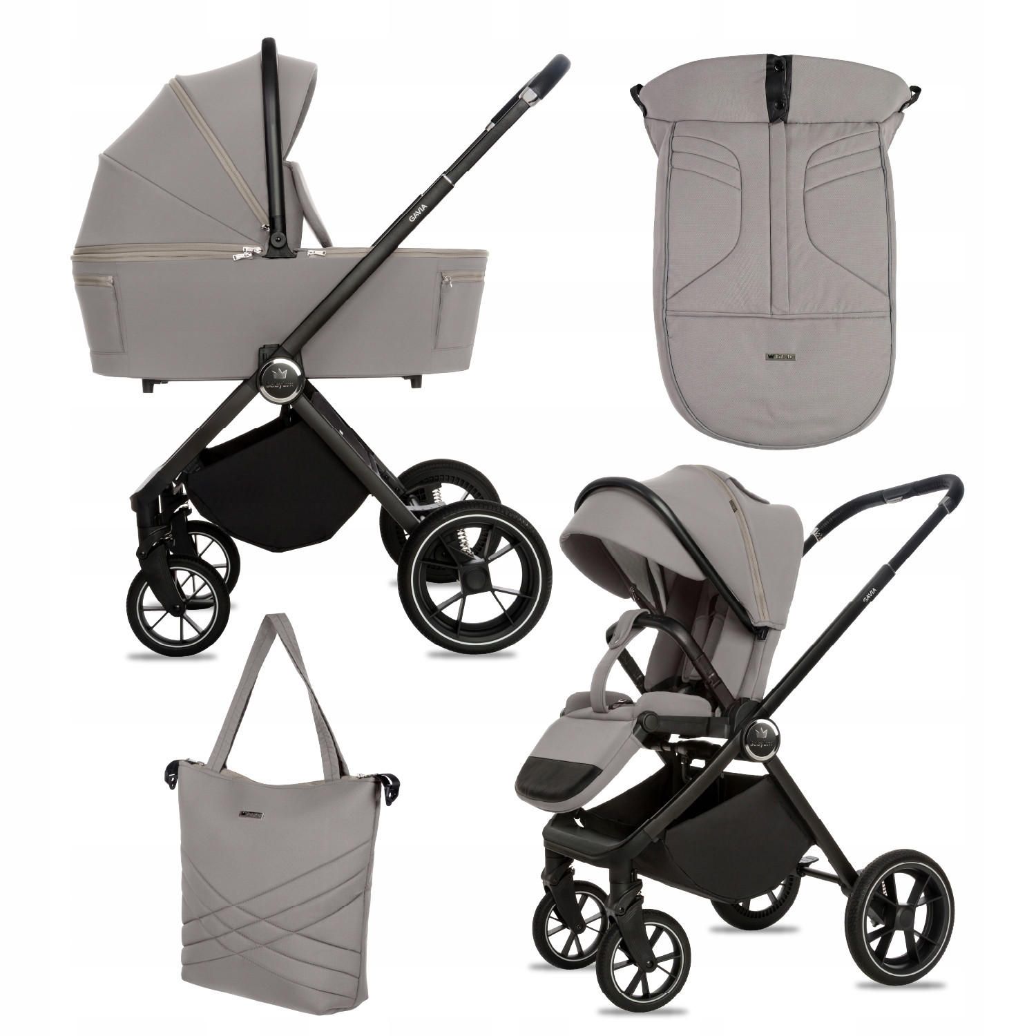 KINDERWAGEN Gavia 2in1 Grau Babywanne, Buggy Sportsitz, Faltbar, Wickeltasche - Schwarz/Grau, Textil/Metall (58/100cm) - BabyLux
